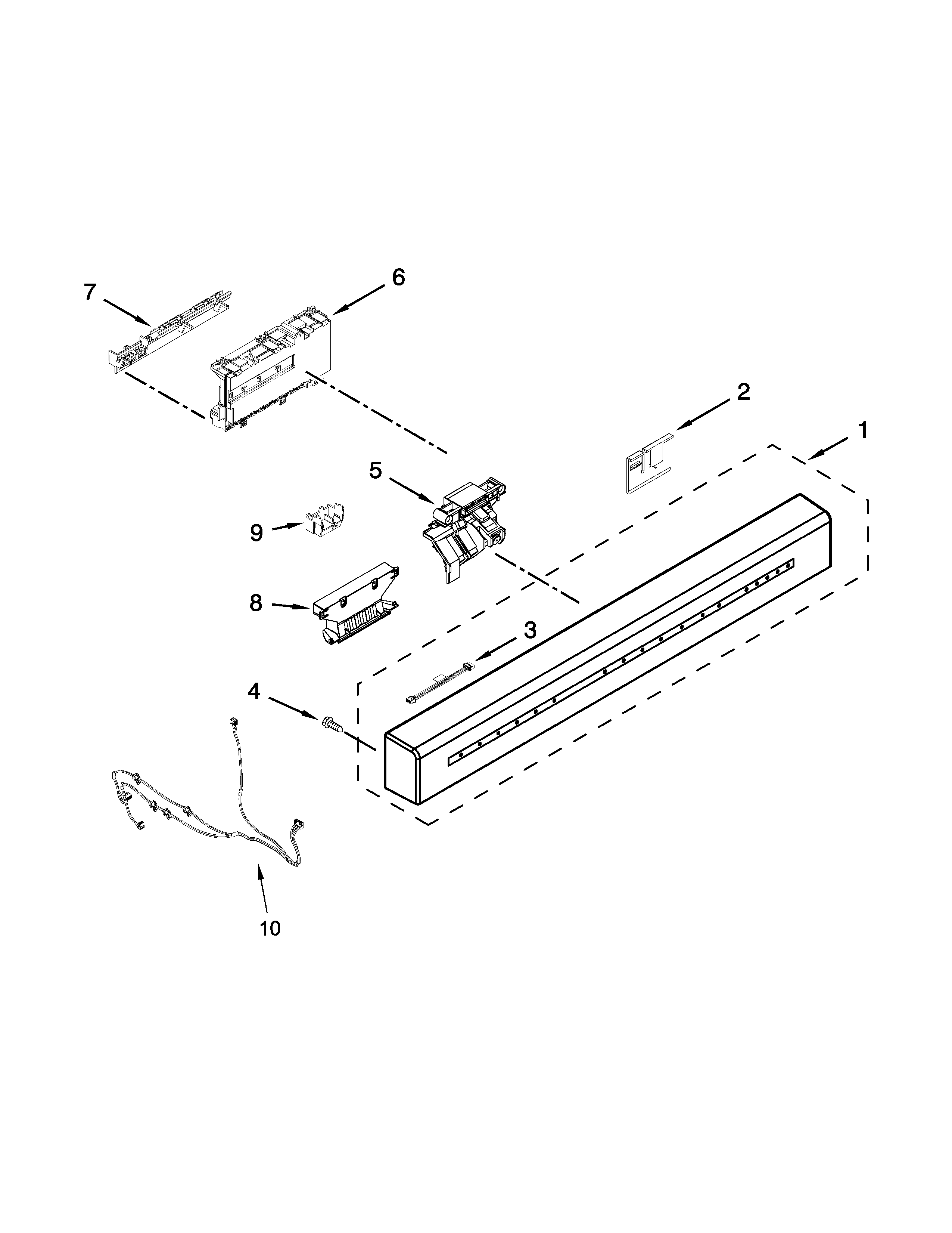 KitchenAid KDFE104DWH2 control panel and latch parts diagram
