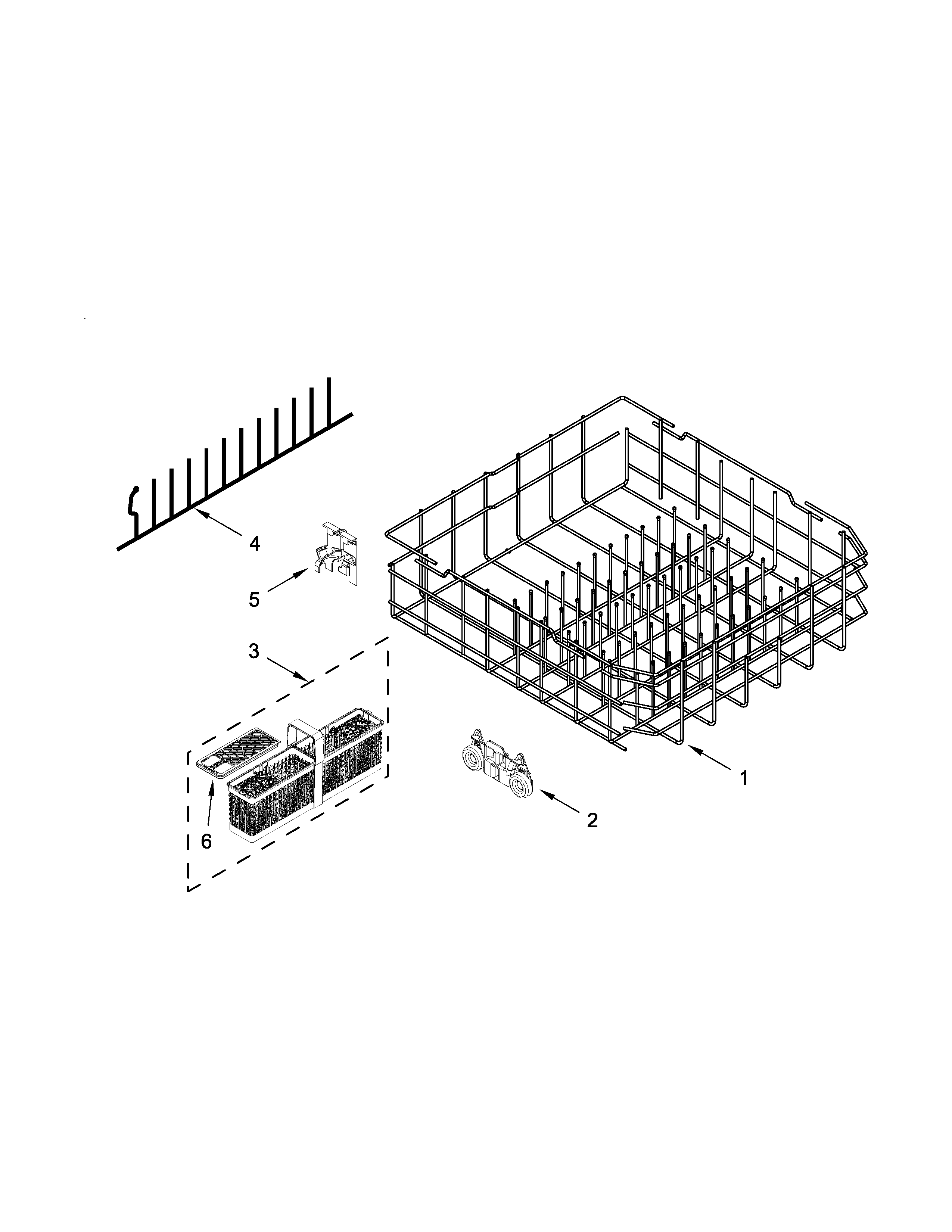 KitchenAid KDFE104DWH2 lower rack parts diagram