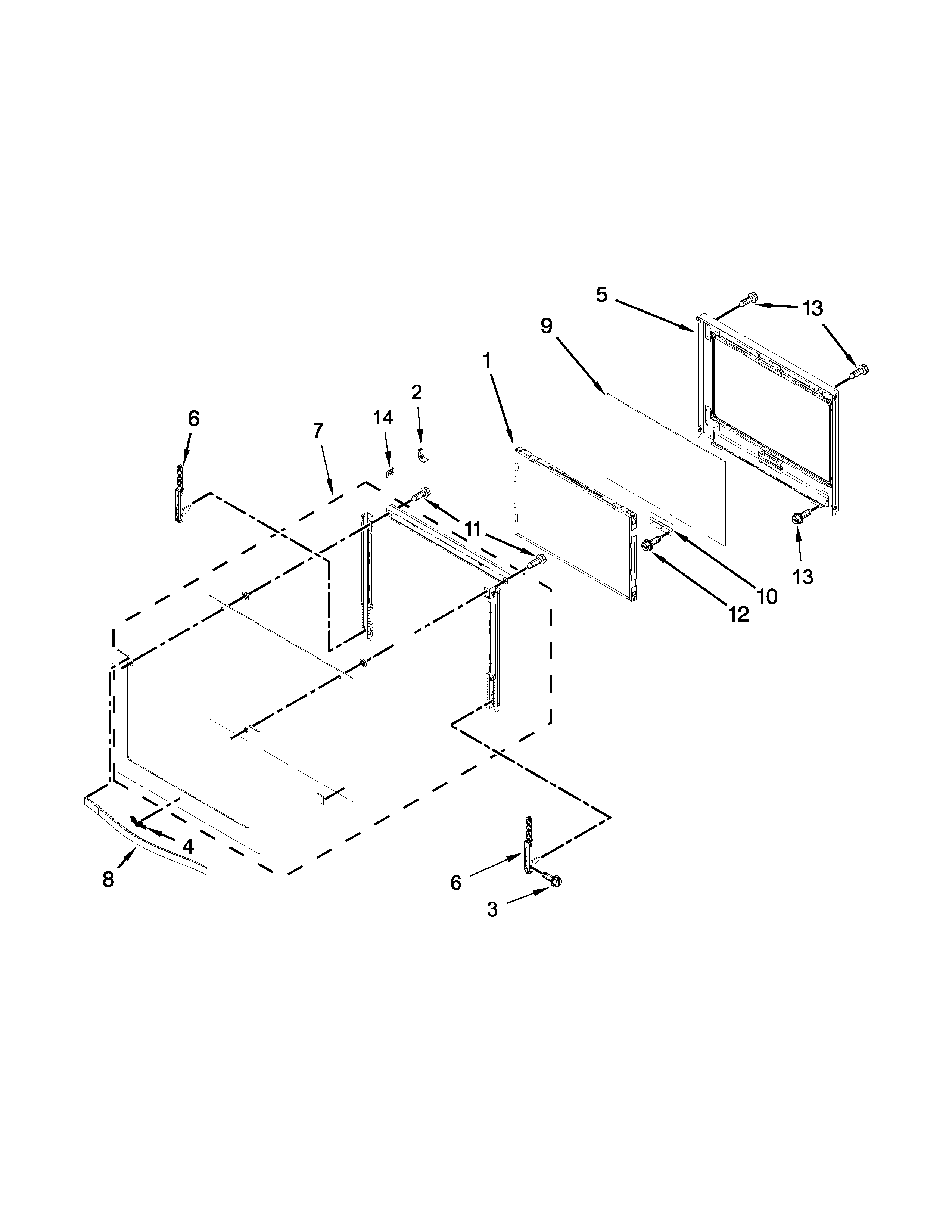 Whirlpool WOD97ES0ES01 lower oven door parts diagram