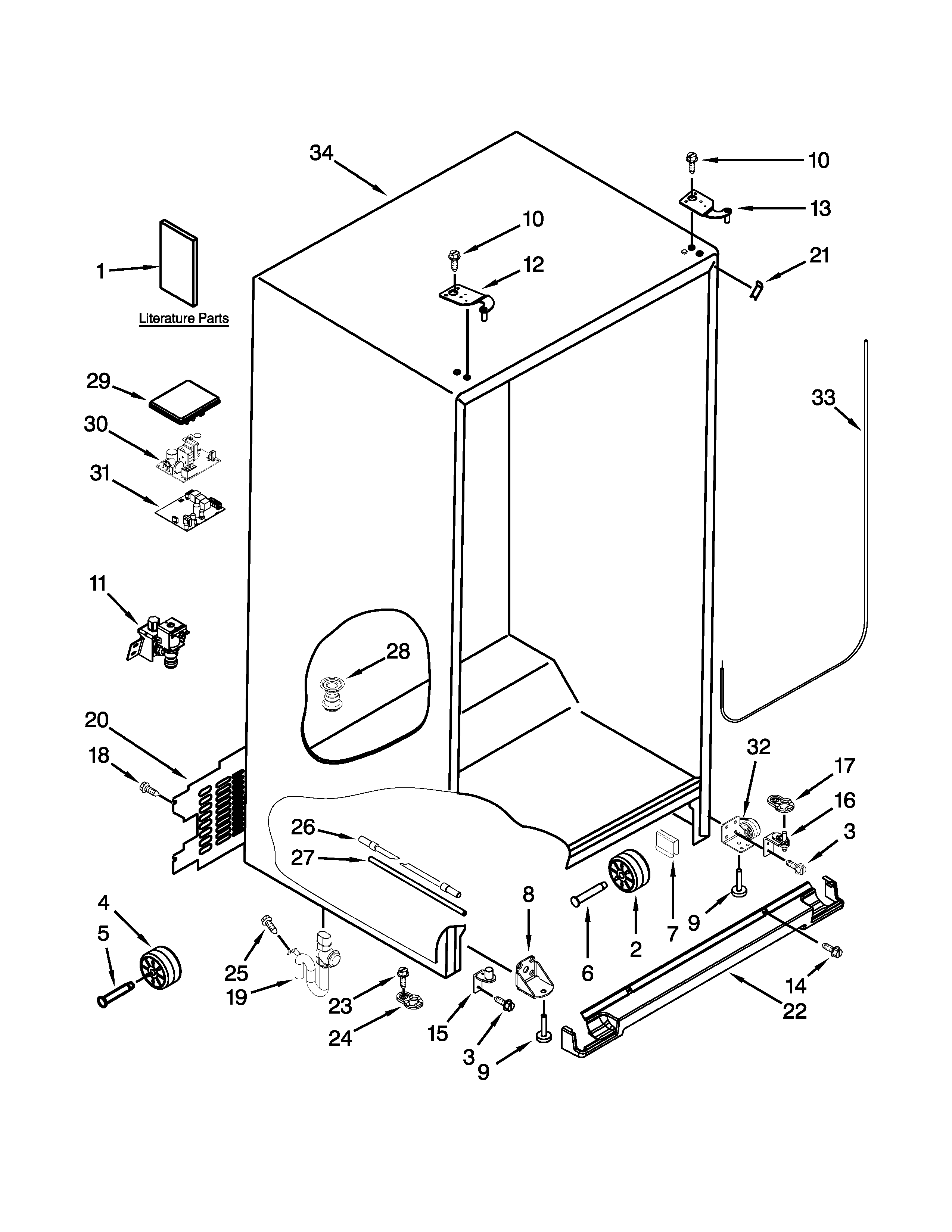 Whirlpool BRS75ARANA00 cabinet parts diagram