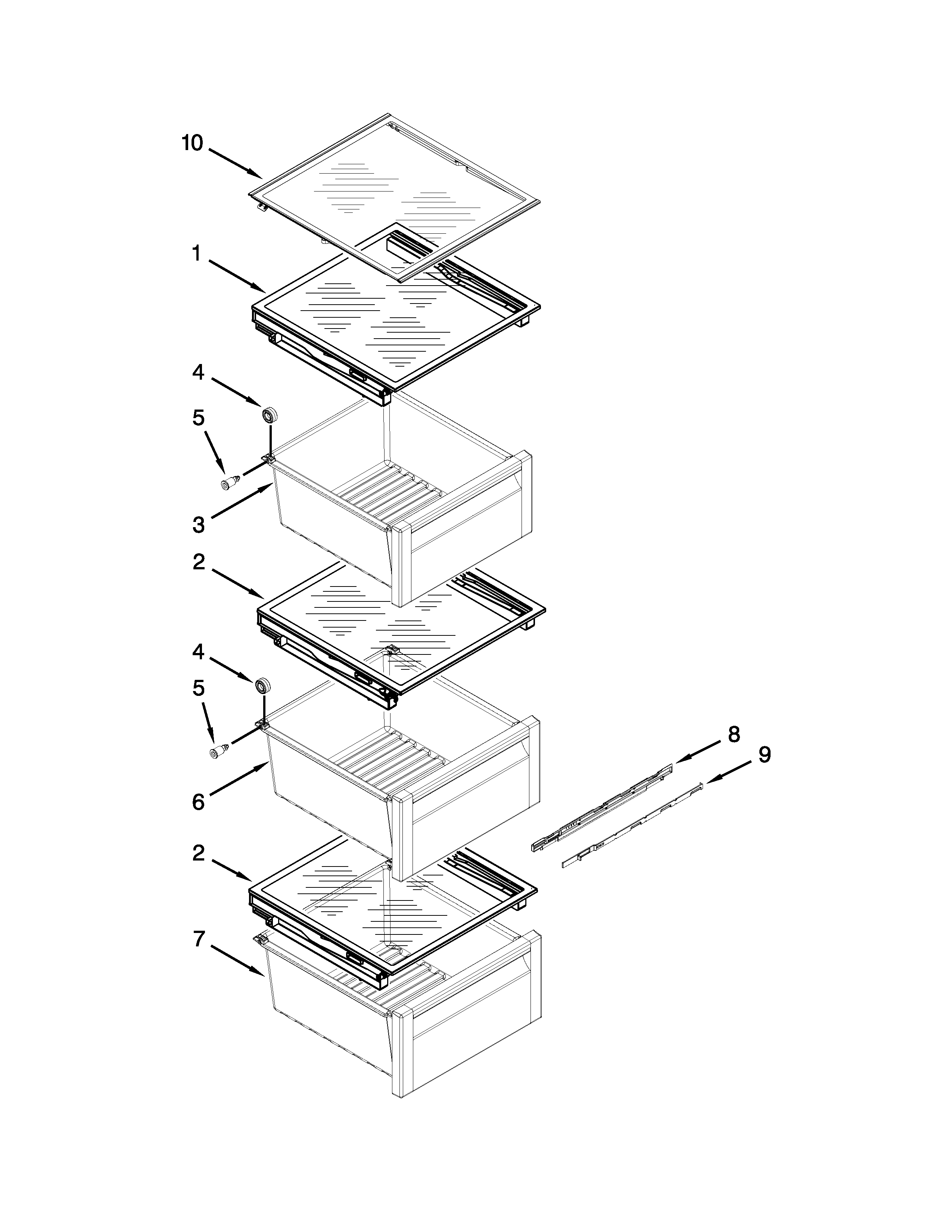Whirlpool BRS75ARANA00 refrigerator shelf parts diagram