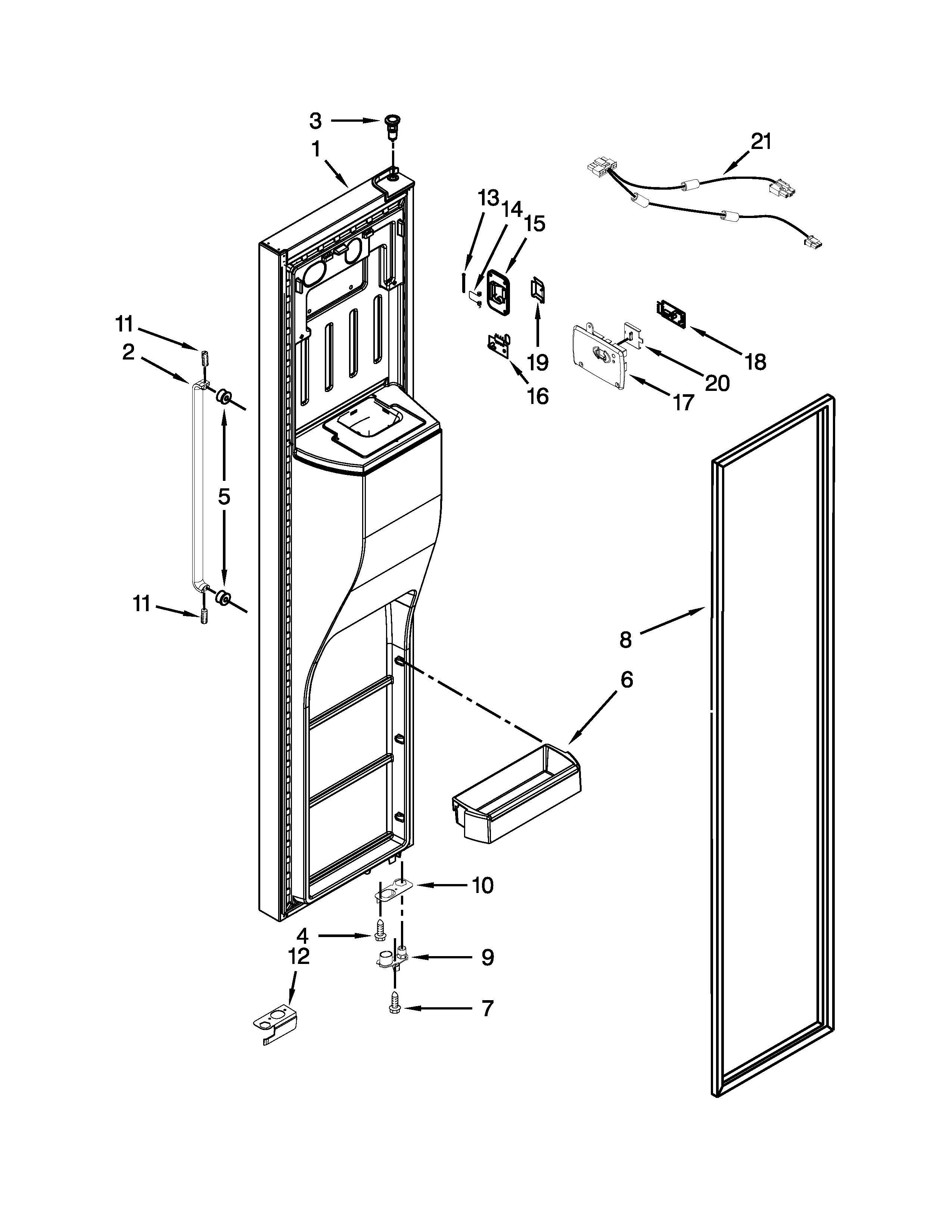 Whirlpool BRS75ARANA00 freezer door parts diagram