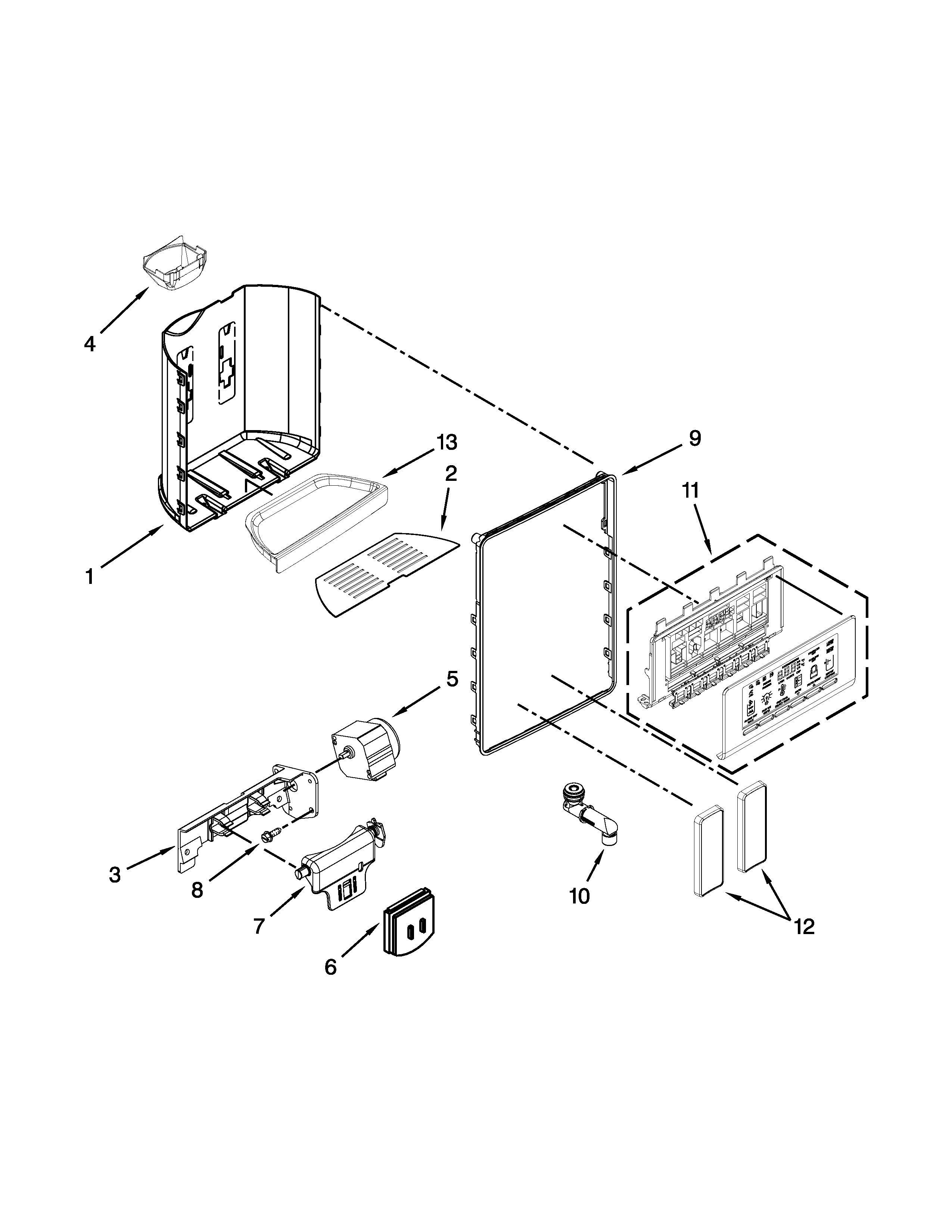 Whirlpool BRS75ARANA00 dispenser parts diagram