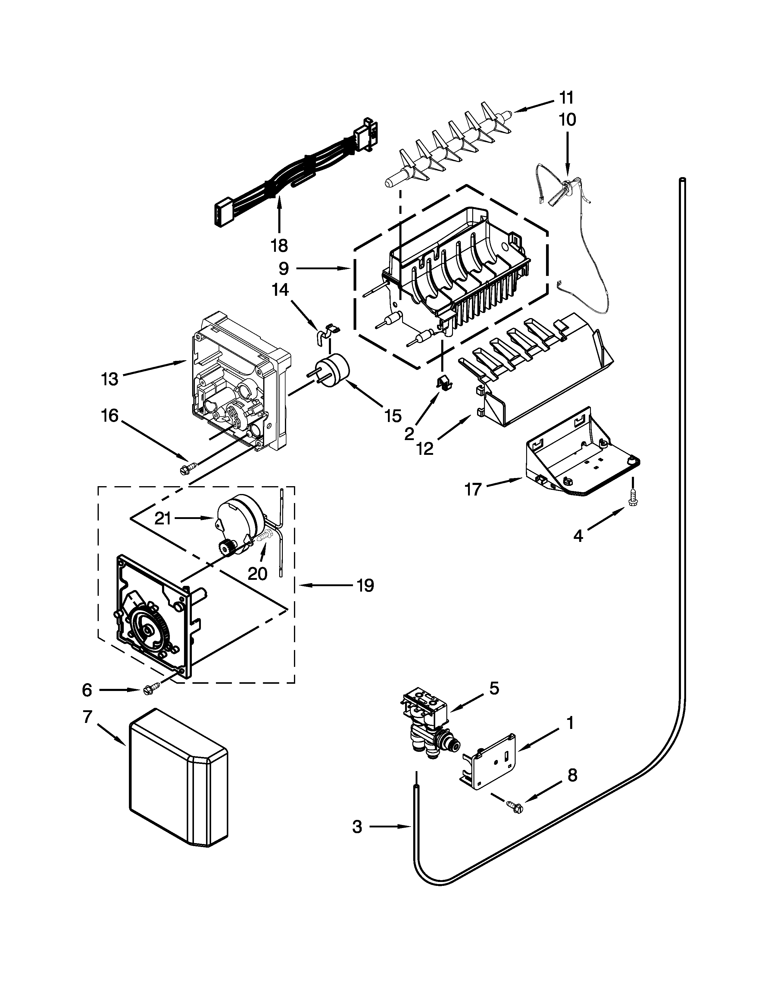 Whirlpool BRS75ARANA00 icemaker parts diagram