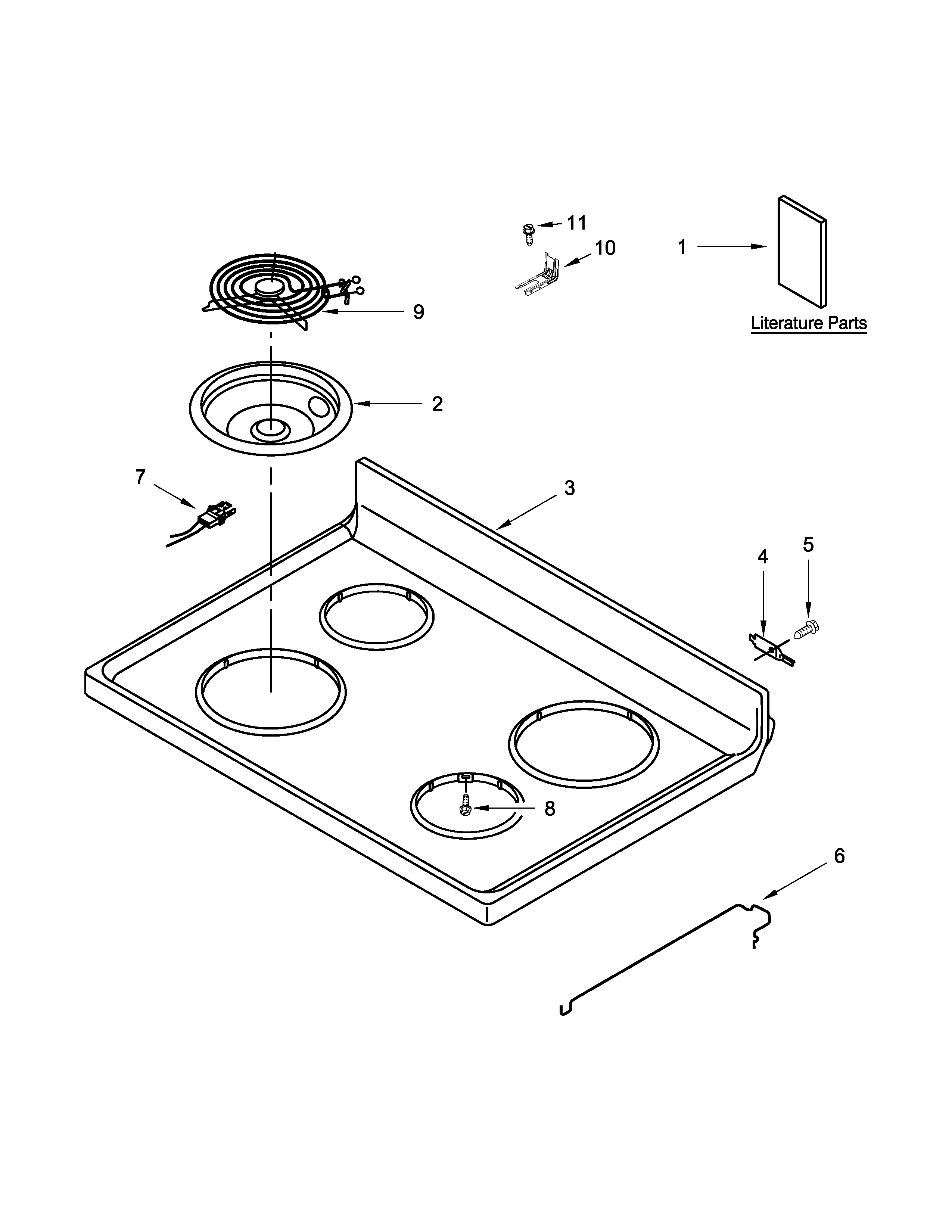 Amana ACR4503SEW0 cooktop parts diagram