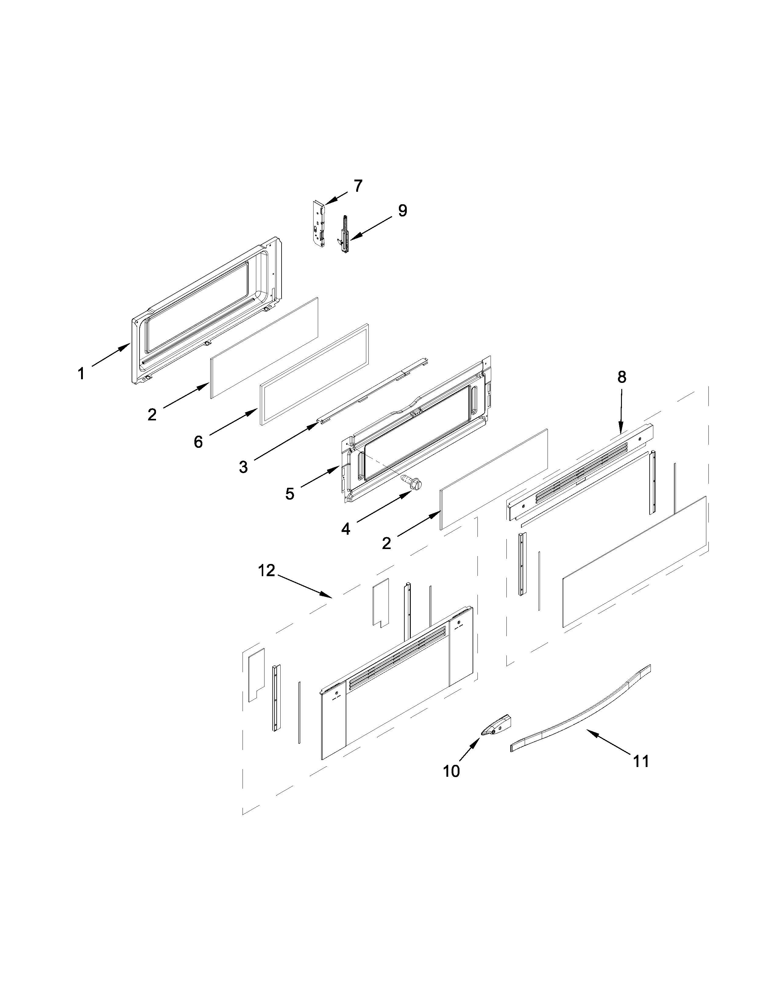 Whirlpool WGG755S0BH04 upper door parts diagram