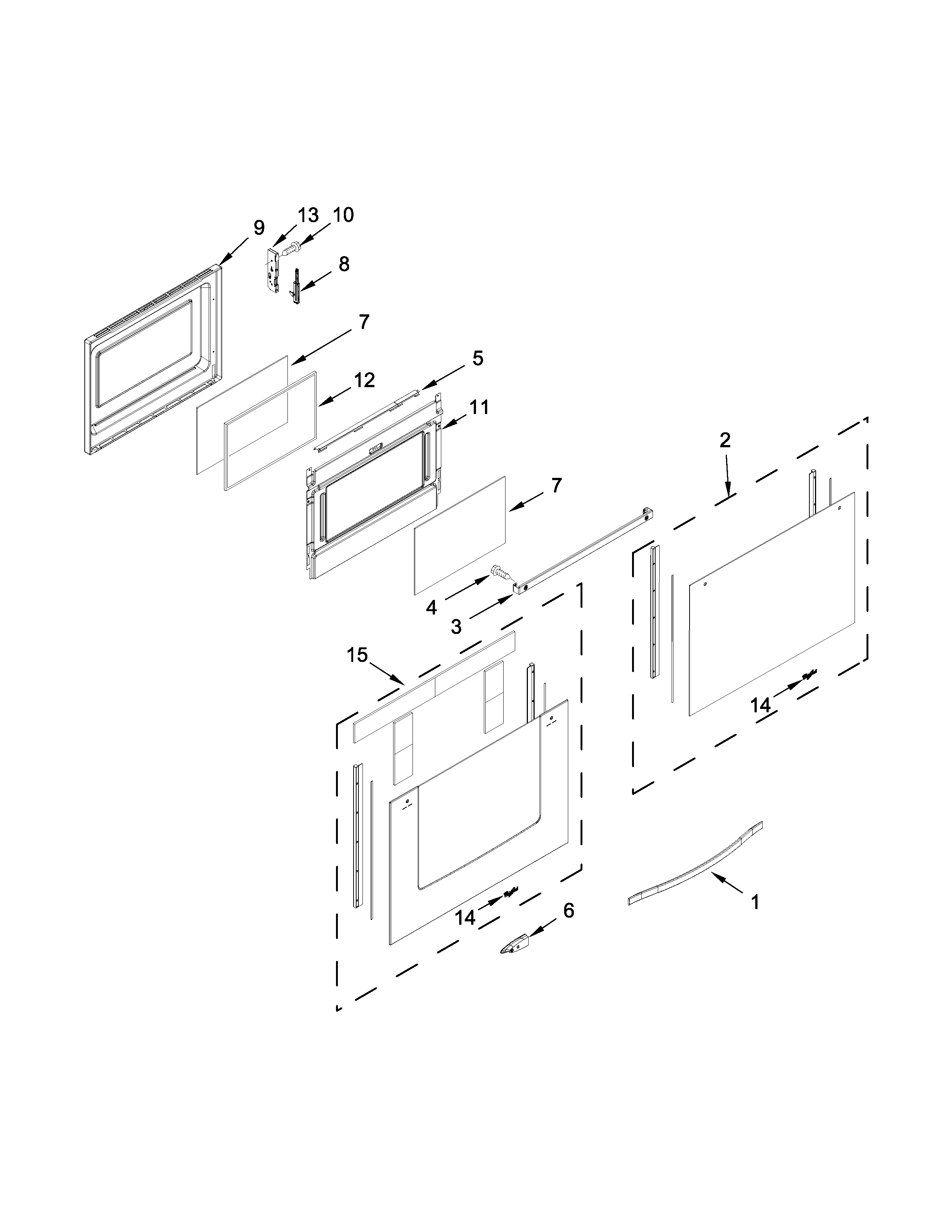 Whirlpool WGG755S0BH04 lower door parts diagram