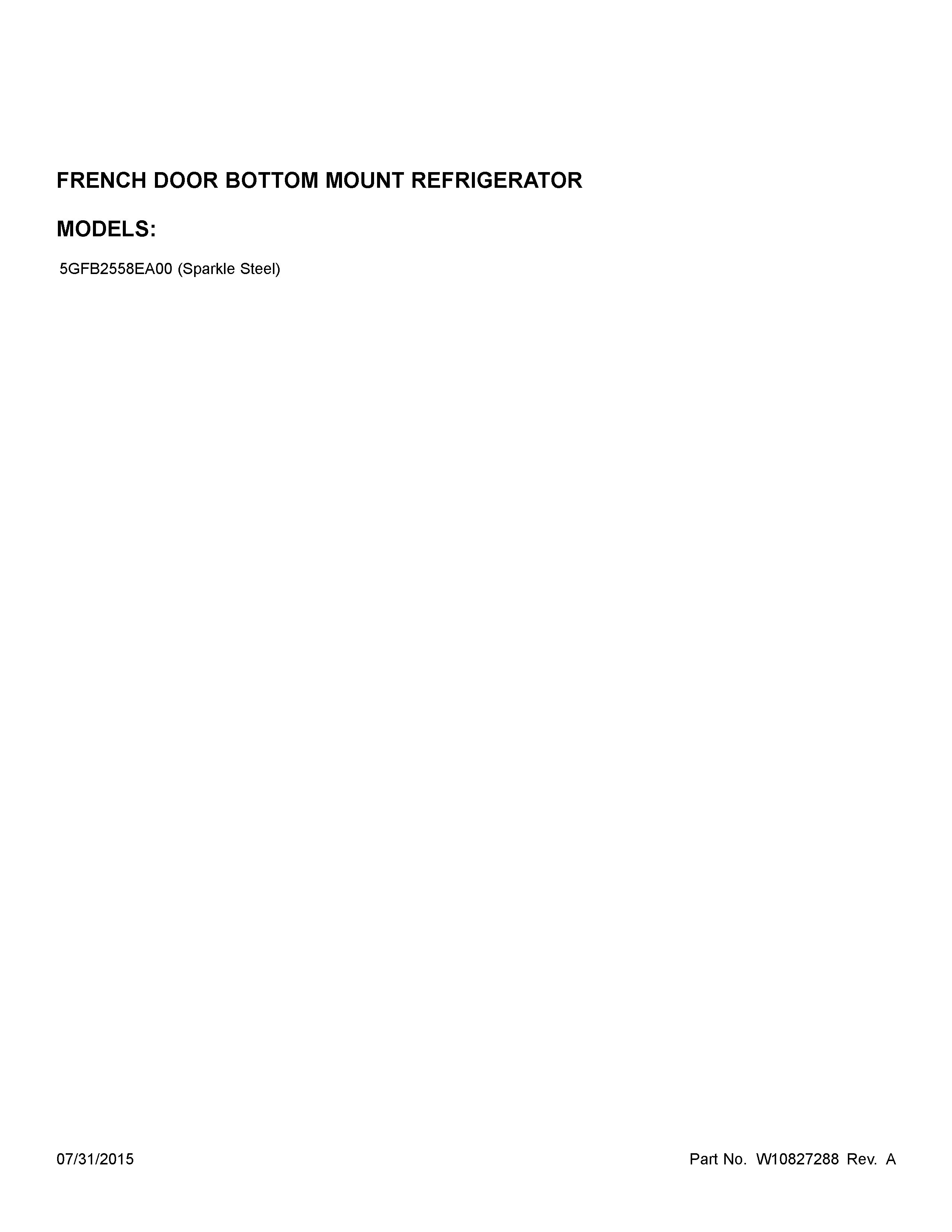 Whirlpool 5GFB2558EA00 cover sheet diagram