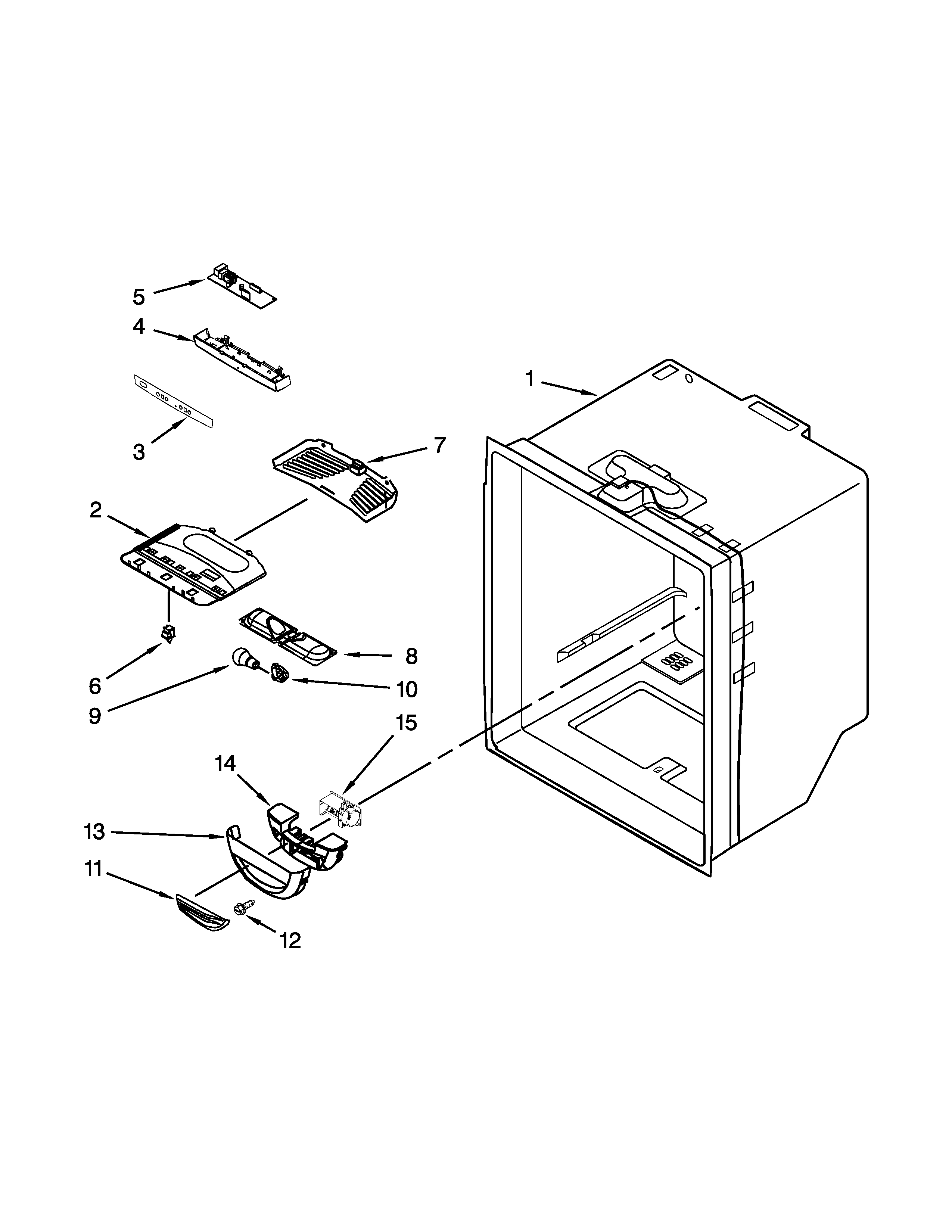 Whirlpool 5GFB2558EA00 refrigerator liner parts diagram
