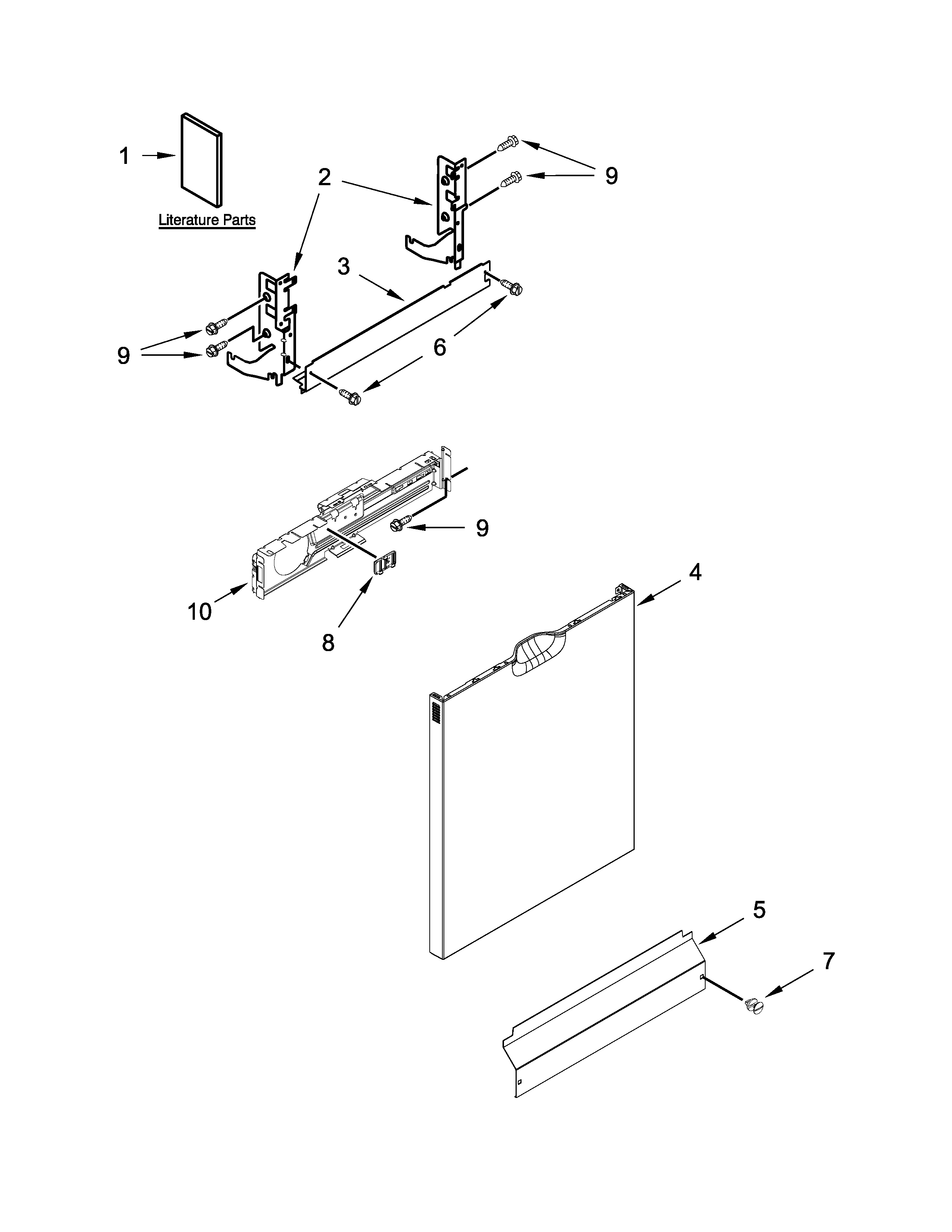 Amana ADB1700ADW2 door and panel parts diagram