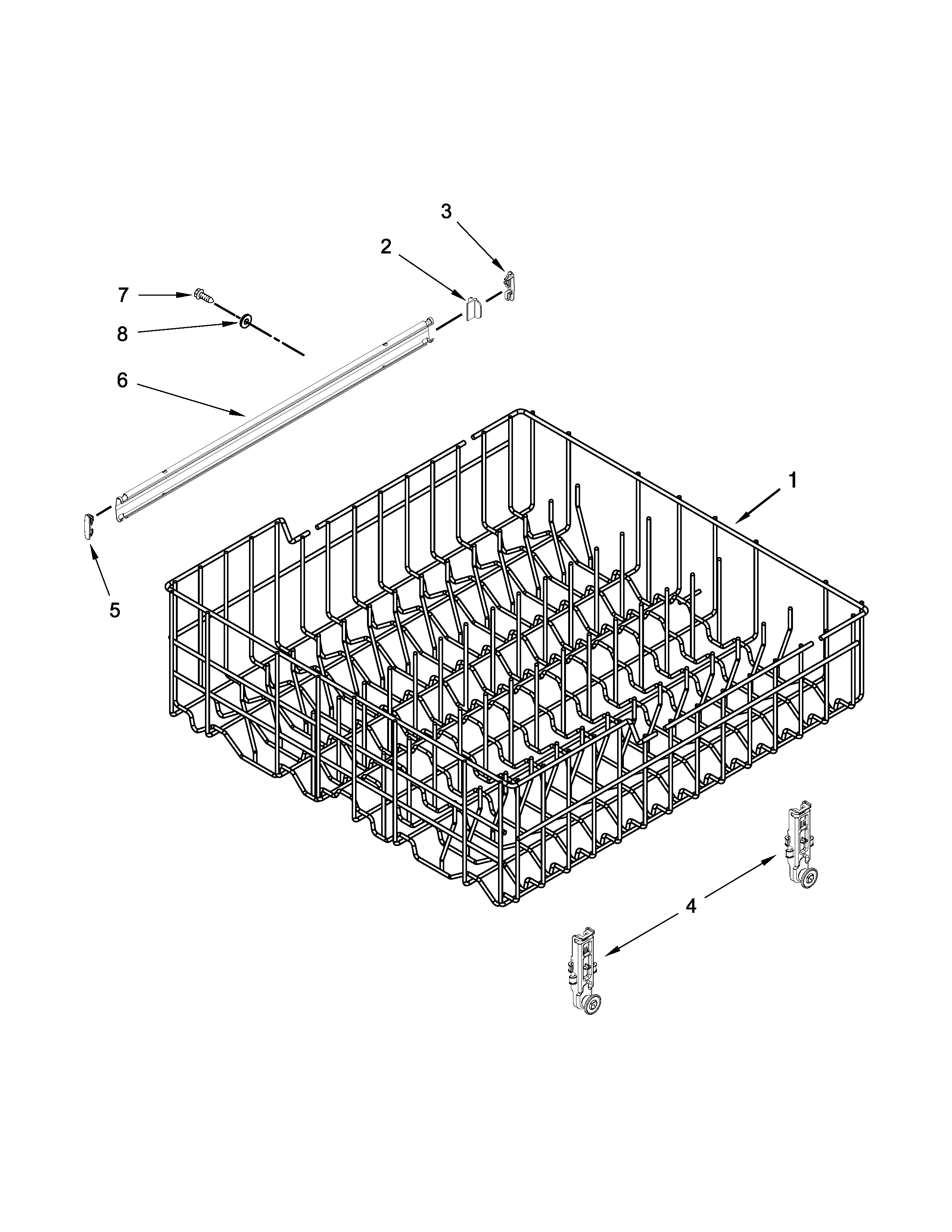 Amana ADB1700ADW2 upper rack and track parts diagram