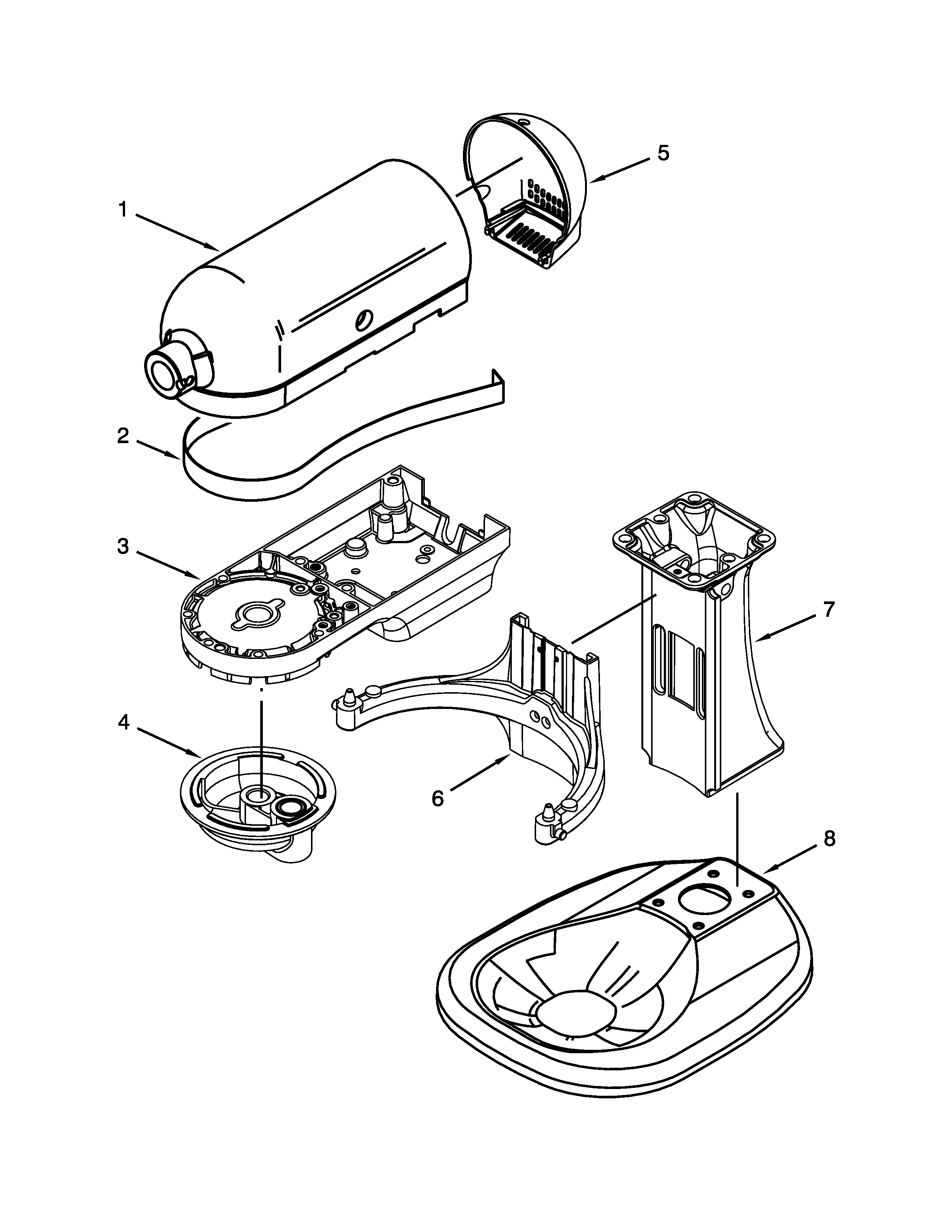 KitchenAid 9KSM5CBWH1 color variation parts diagram