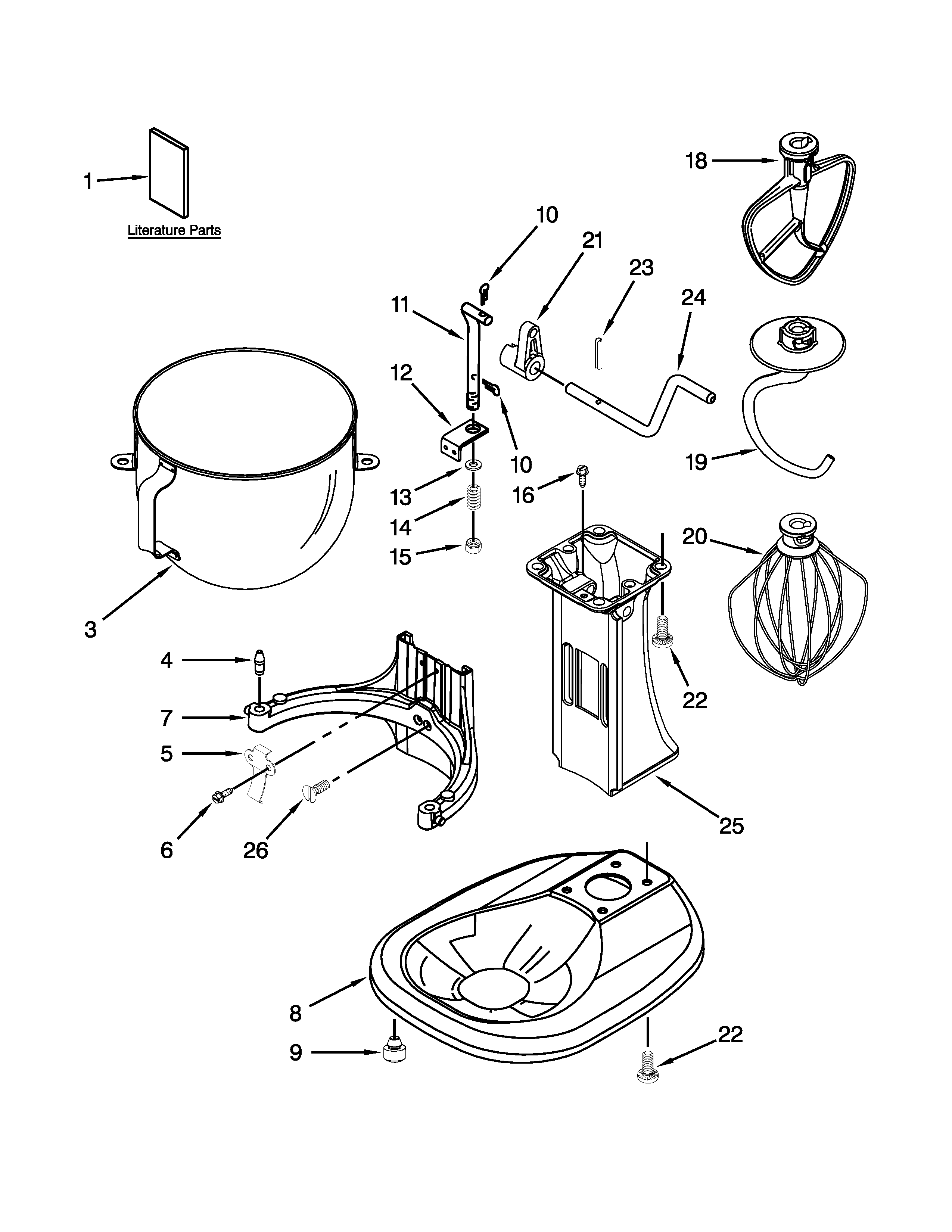 KitchenAid 9KSM5CBWH1 base and pedestal unit parts diagram