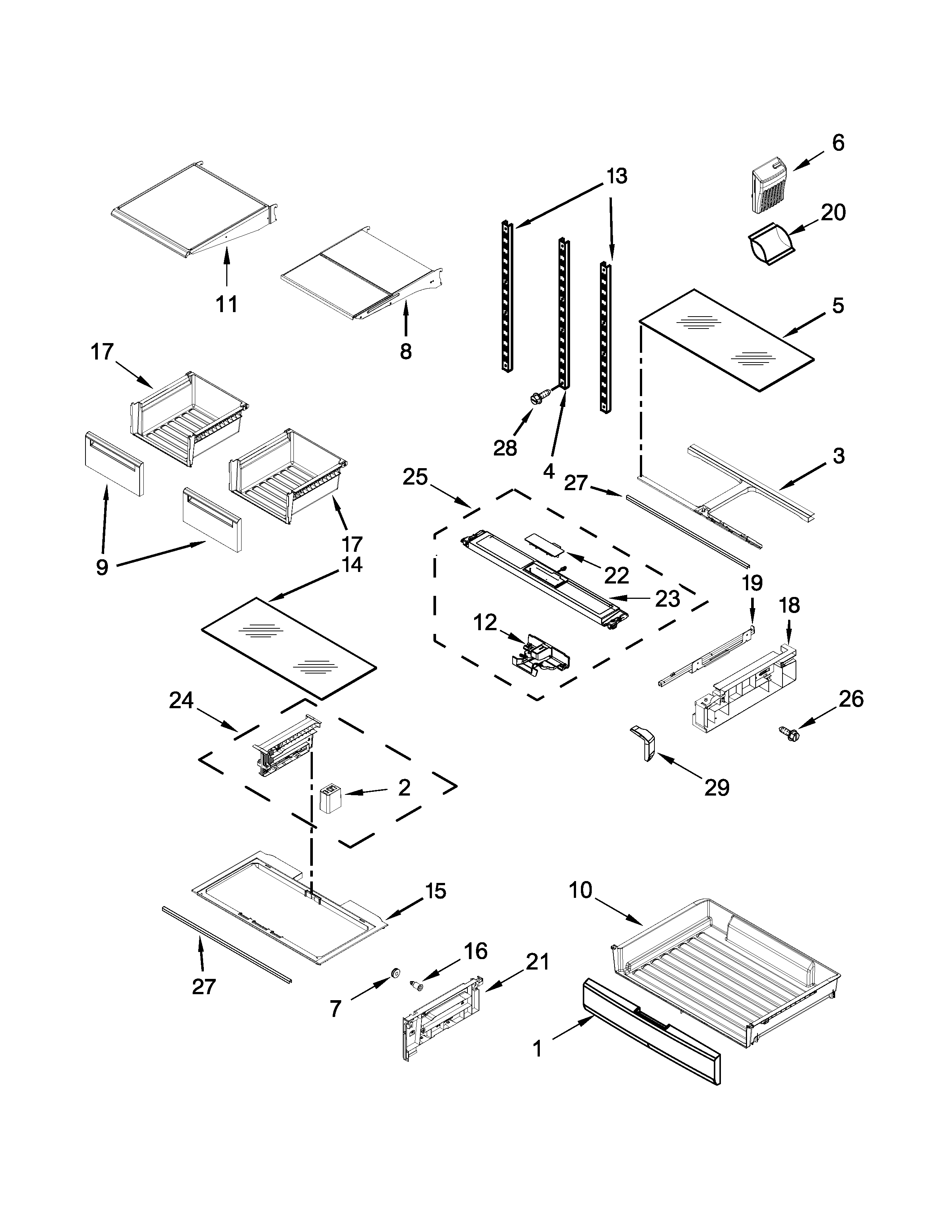 Ikea IX7DDEXDSM01 shelf parts diagram