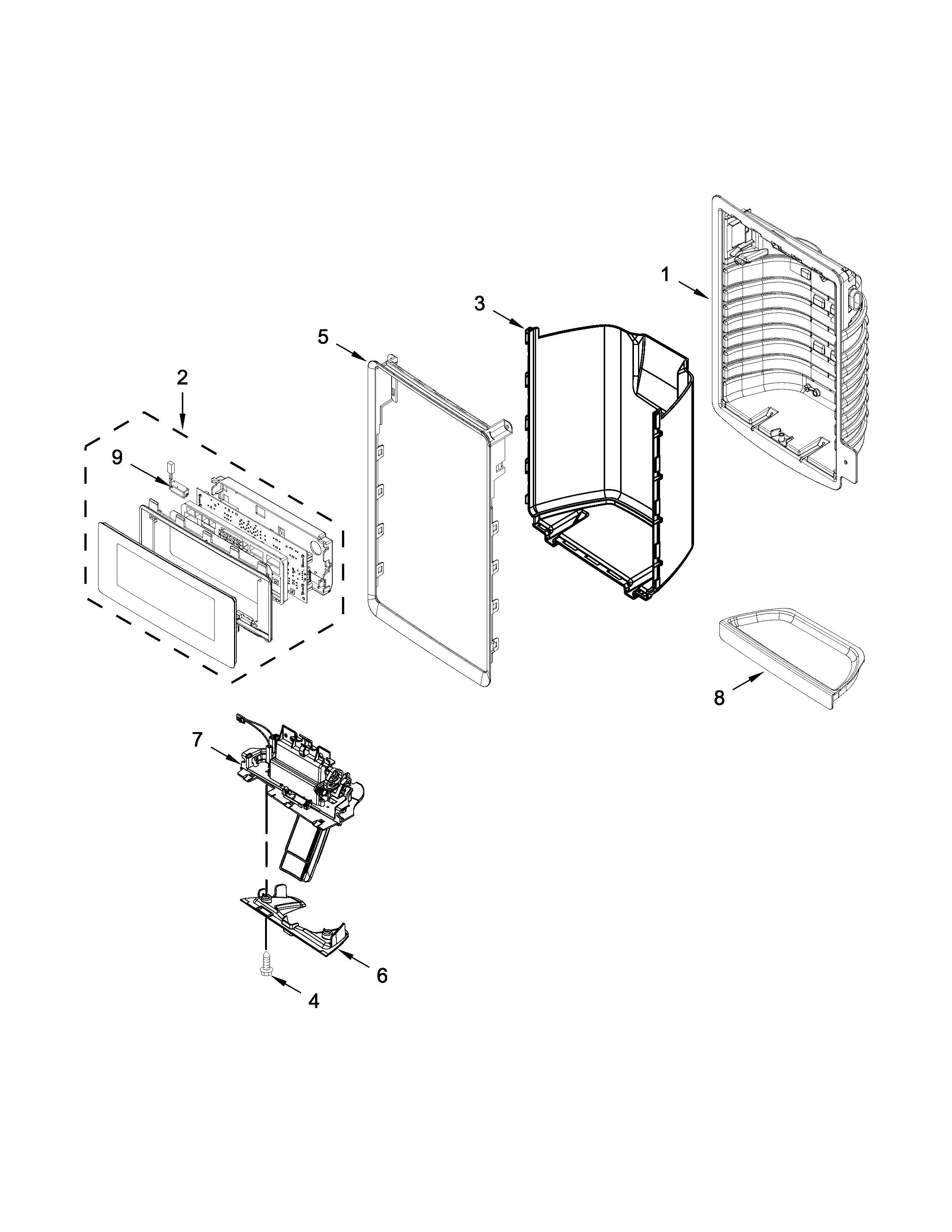 Ikea IX7DDEXDSM01 dispenser front parts diagram