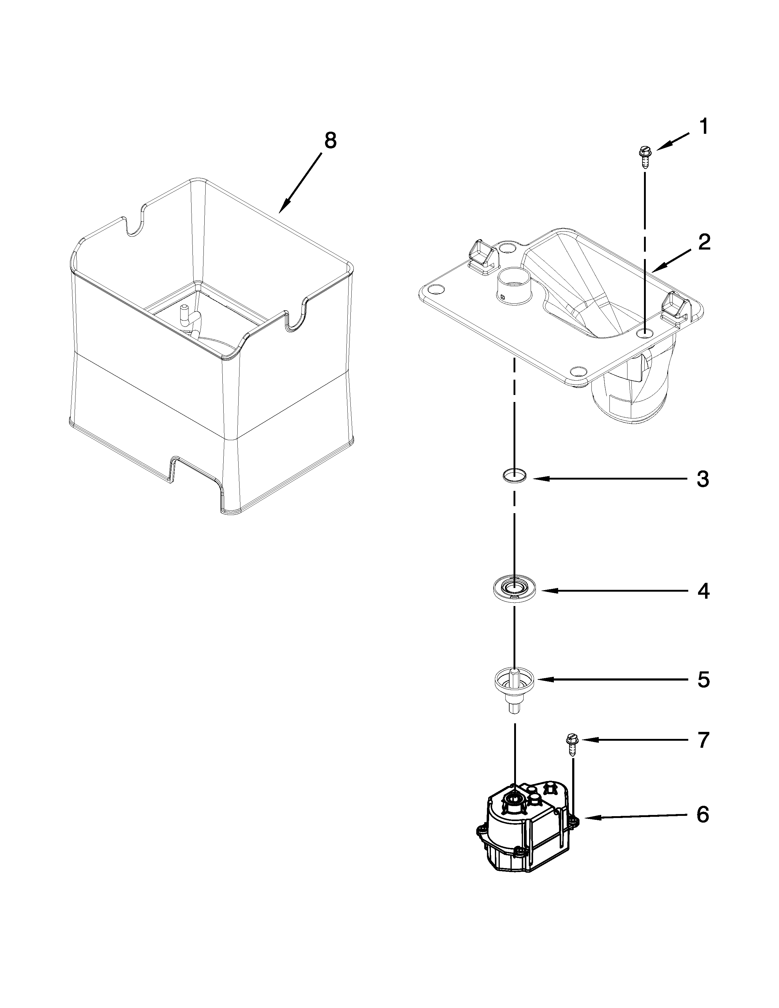Ikea IX7DDEXDSM01 motor and ice container parts diagram