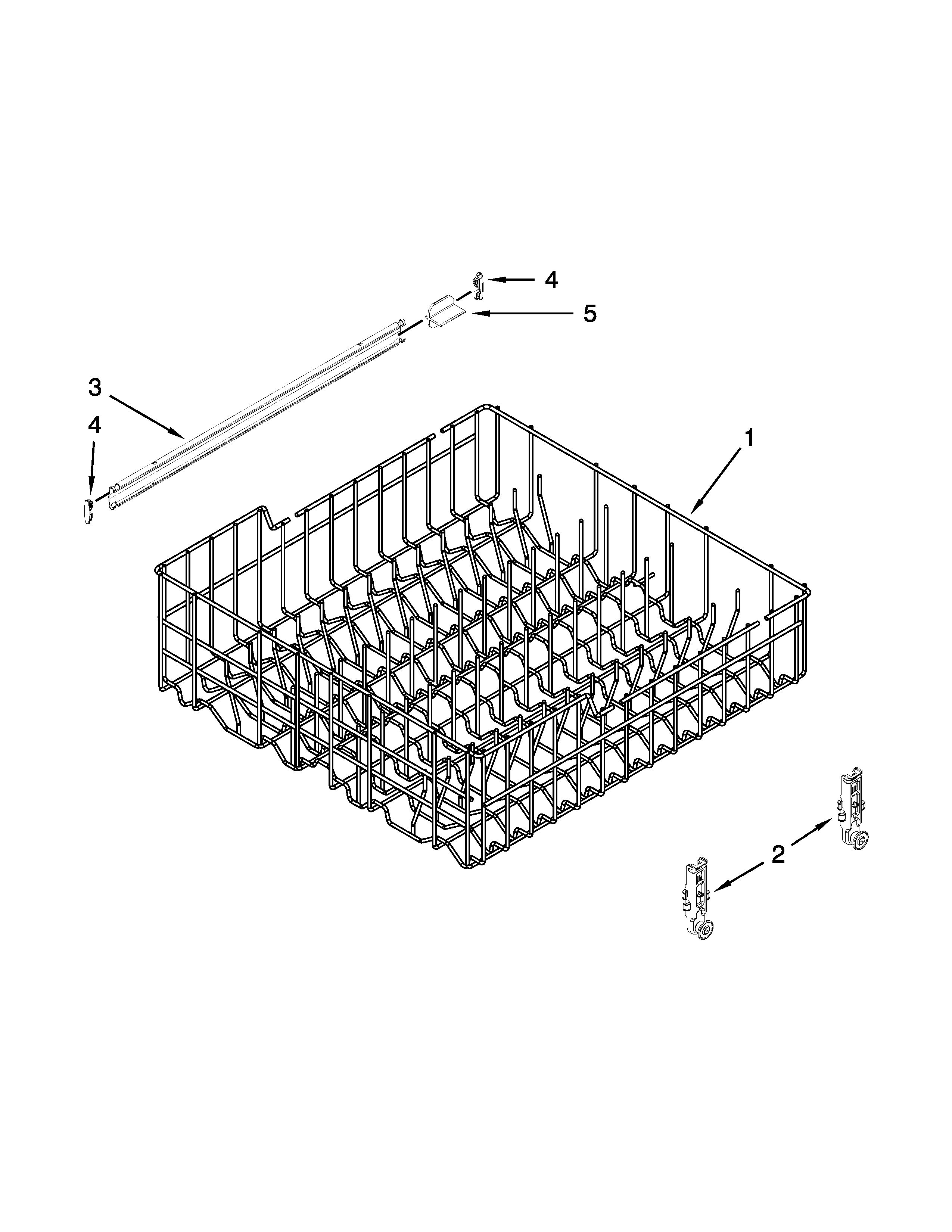 Whirlpool WDP350PAAW5 upper rack and track parts diagram