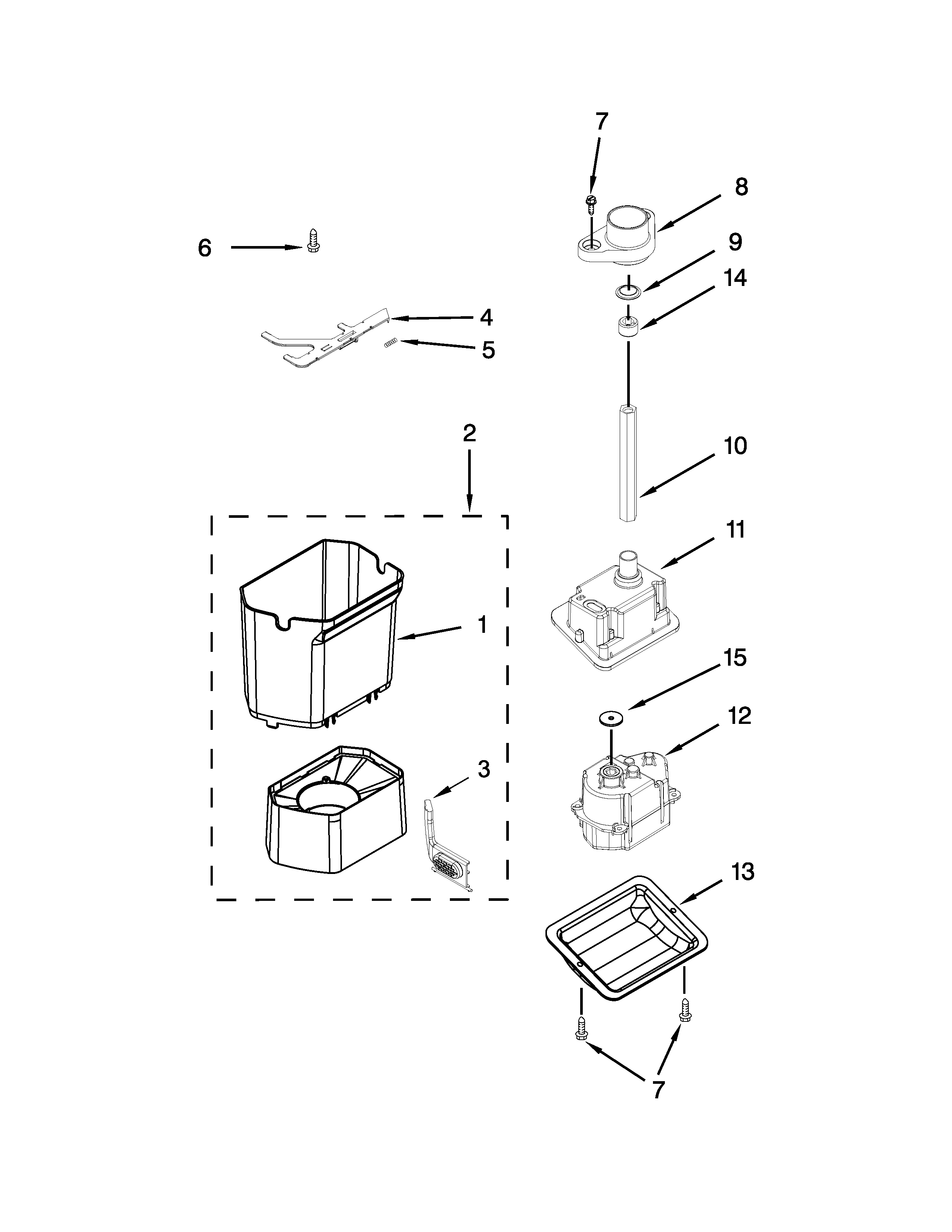Jenn-Air JS48SSDUDE00 motor and ice container parts diagram