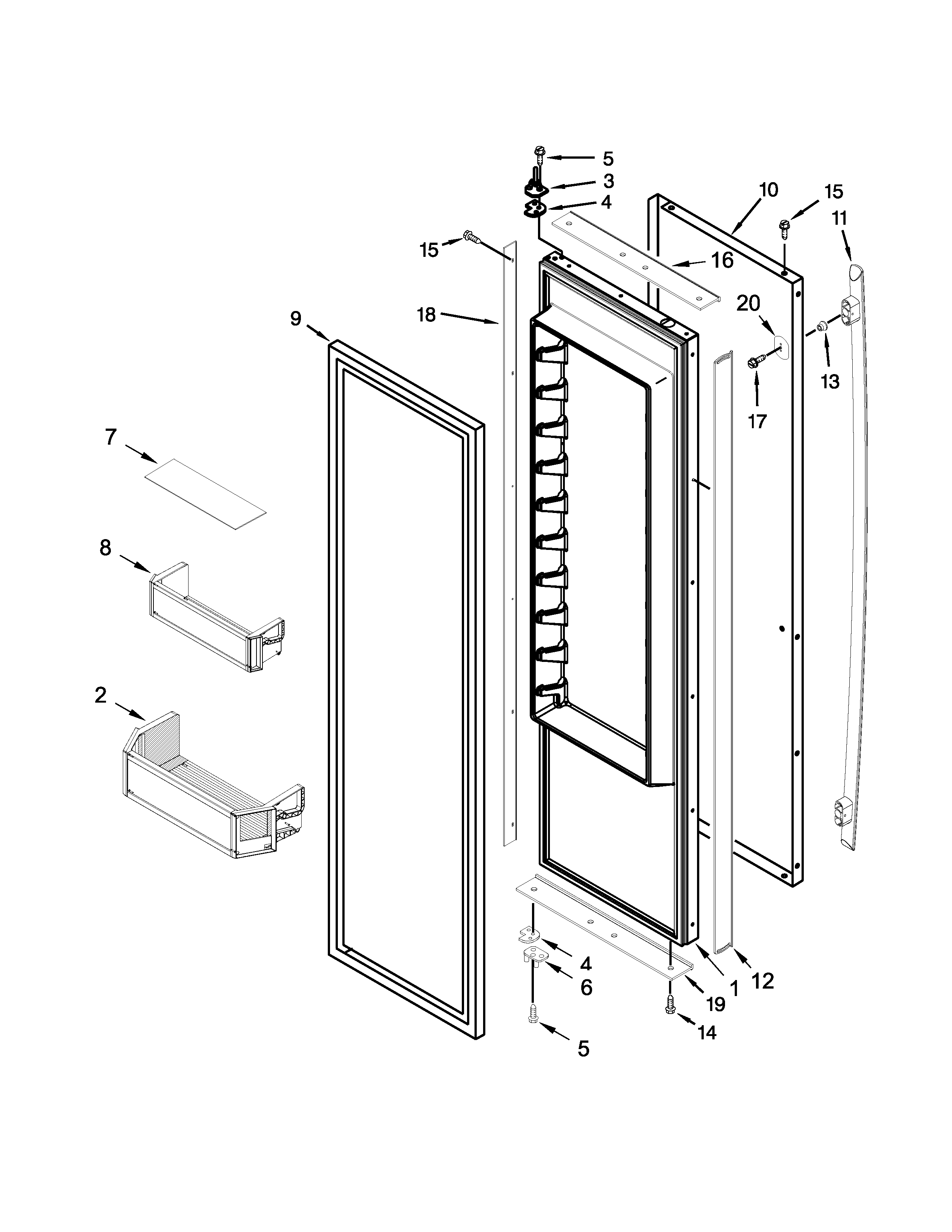 Jenn-Air JS48SSDUDE00 refrigerator door parts diagram