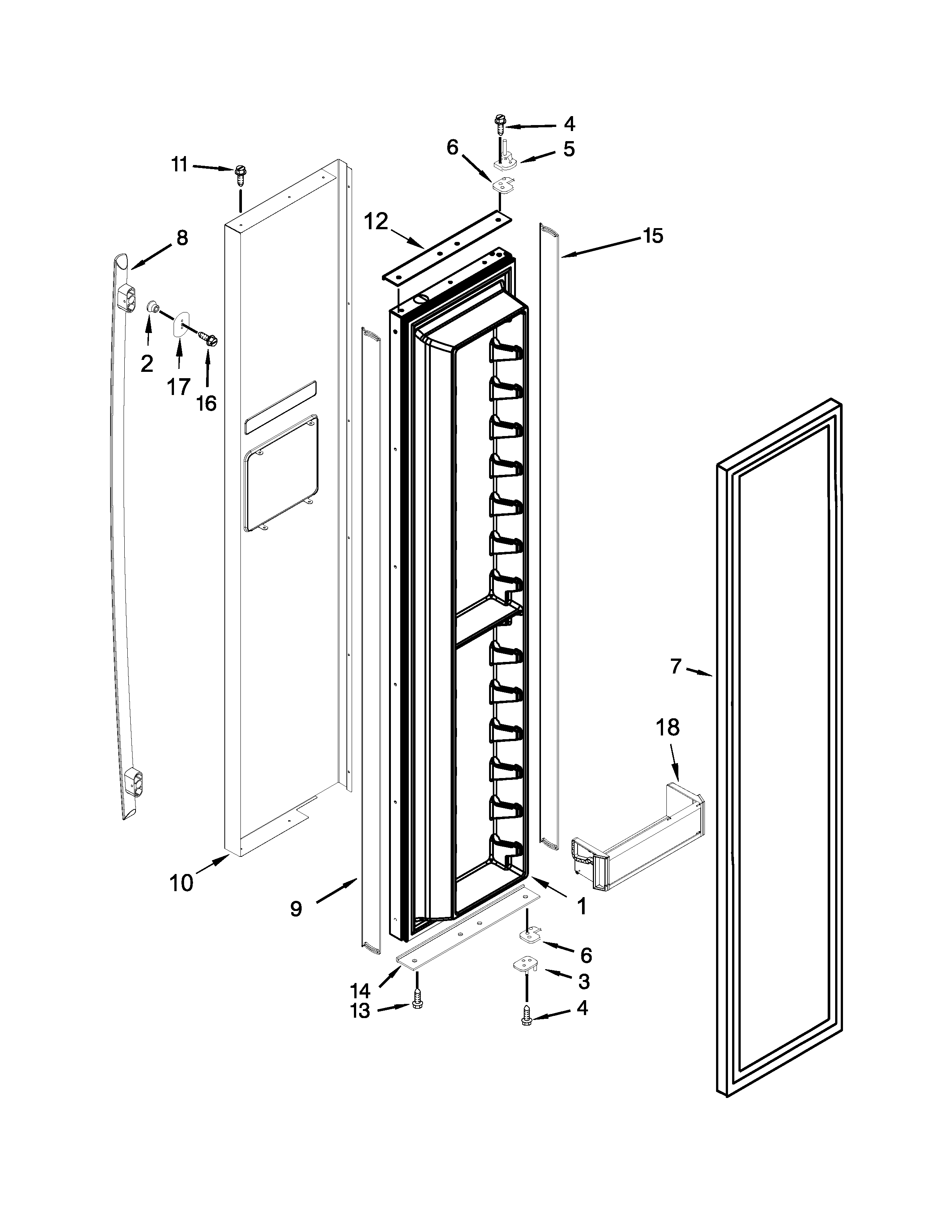 Jenn-Air JS48SSDUDE00 freezer door parts diagram