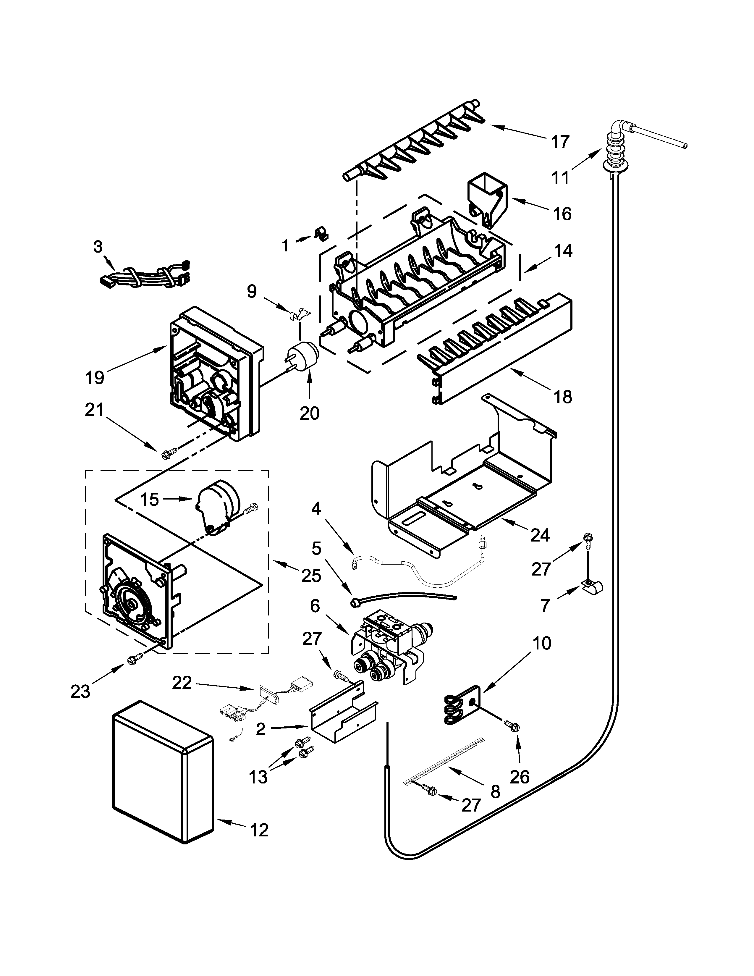 Jenn-Air JS48SSDUDE00 icemaker parts diagram
