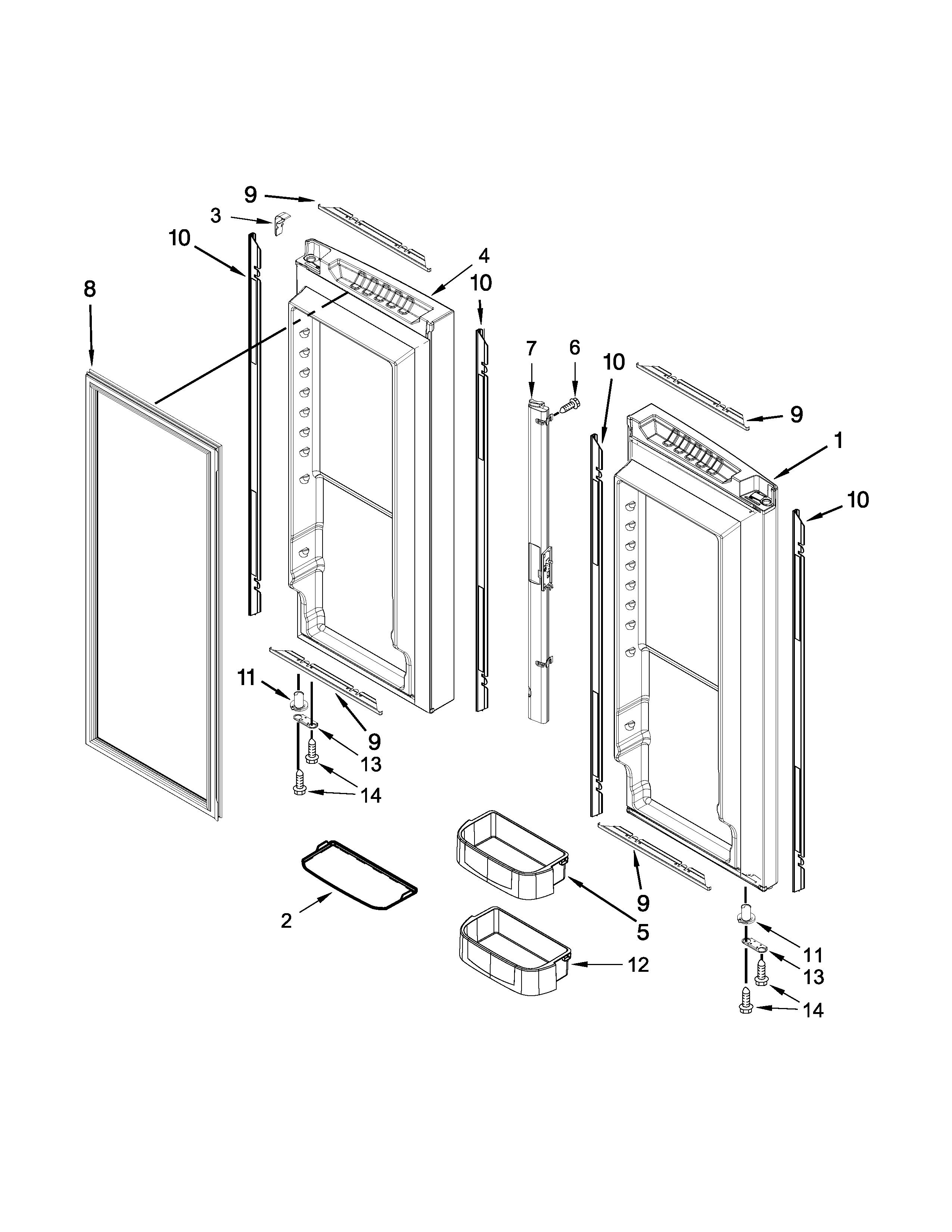 Jenn-Air JFC2290RTB00 refrigerator door parts diagram