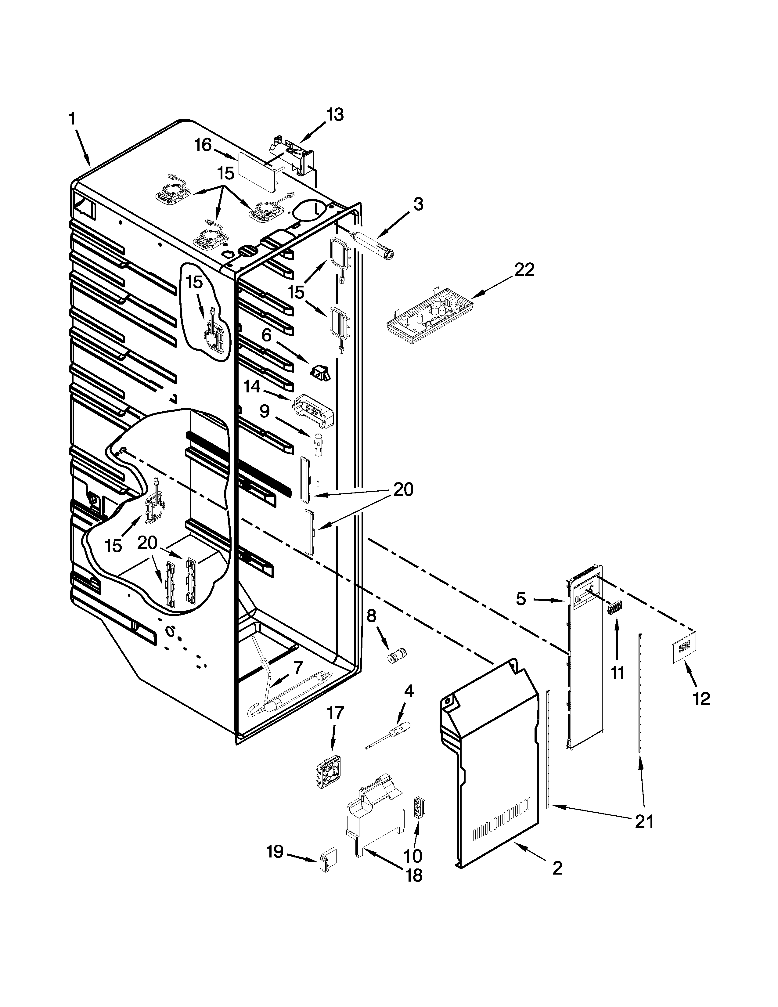 Whirlpool WRS973CIDM00 refrigerator liner parts diagram