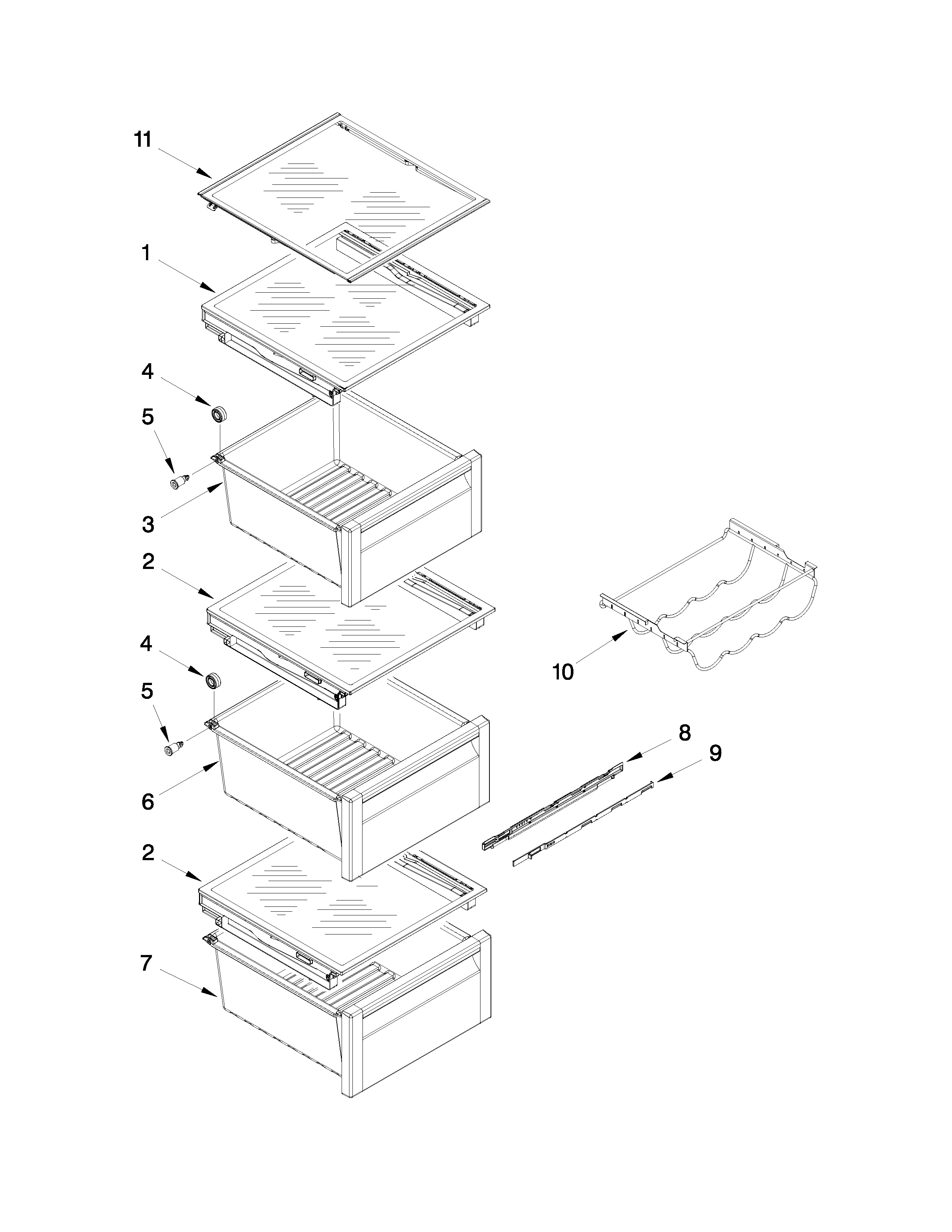 Whirlpool WRS973CIDM00 refrigerator shelf parts diagram