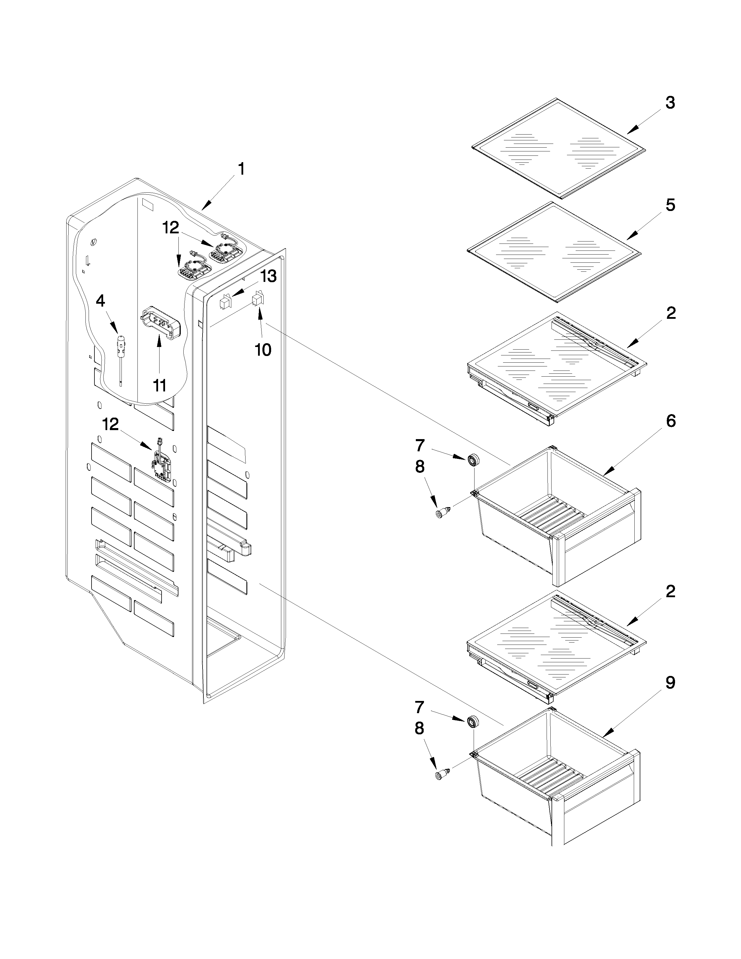 Whirlpool WRS973CIDM00 freezer liner parts diagram