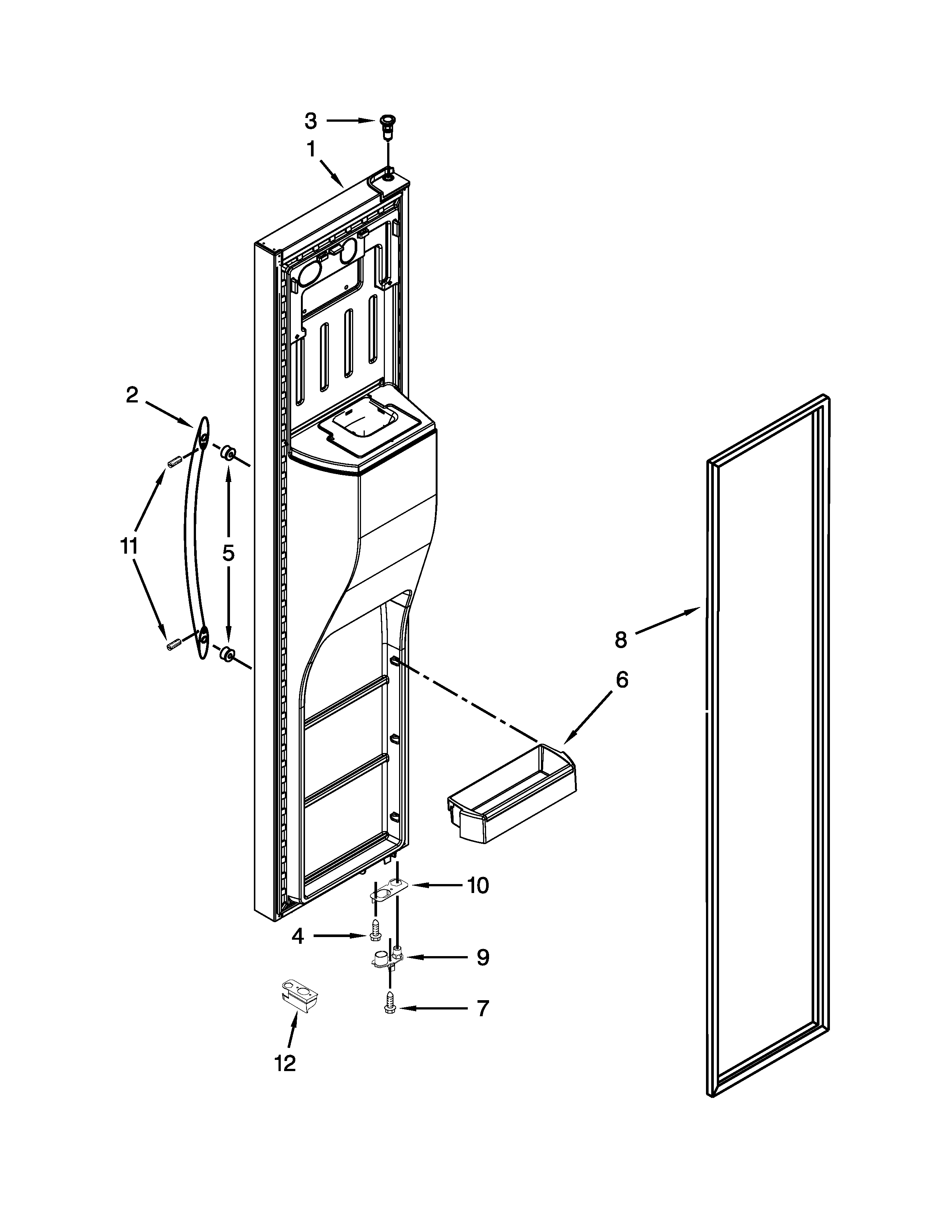 Whirlpool WRS973CIDM00 freezer door parts diagram