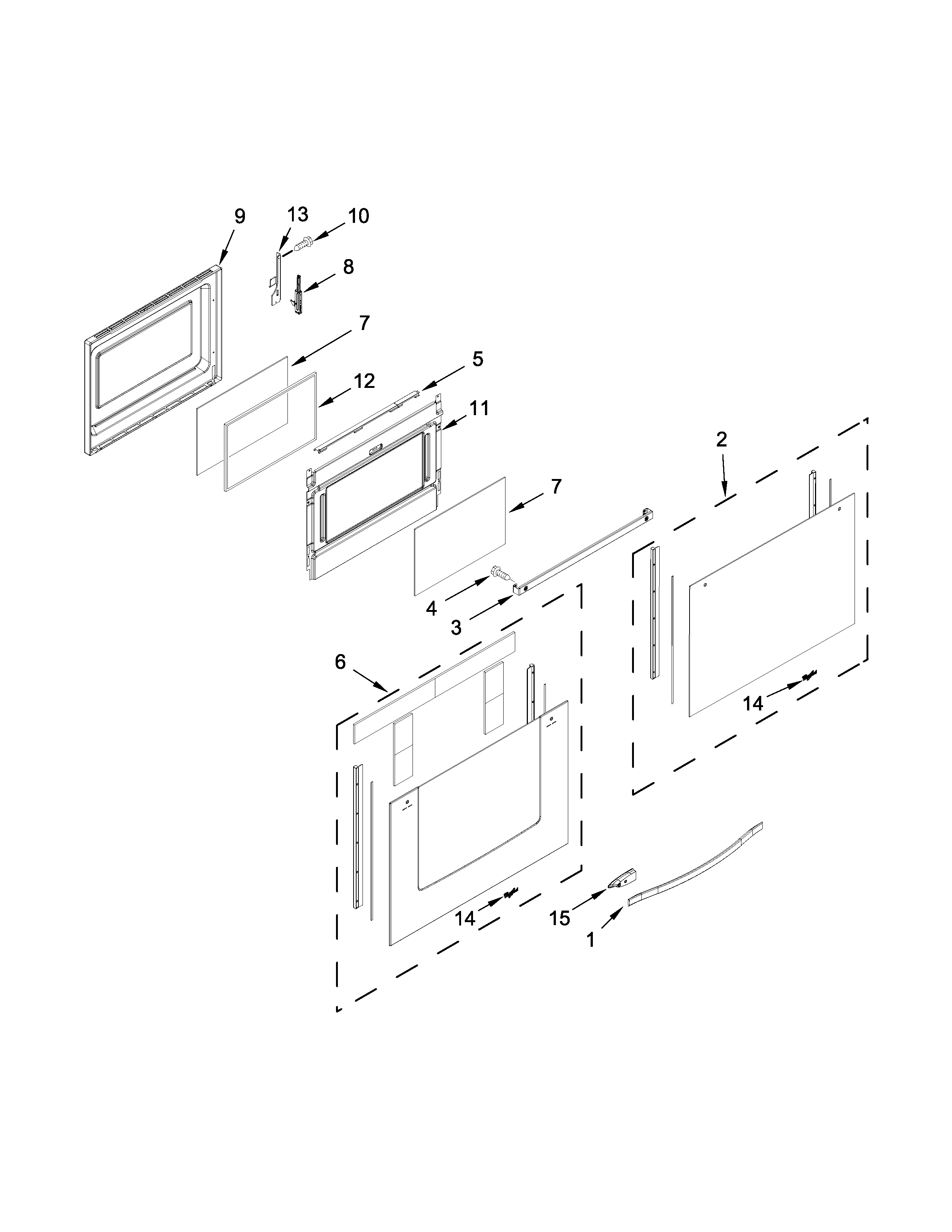 Whirlpool YWGE755C0BH2 lower door parts diagram