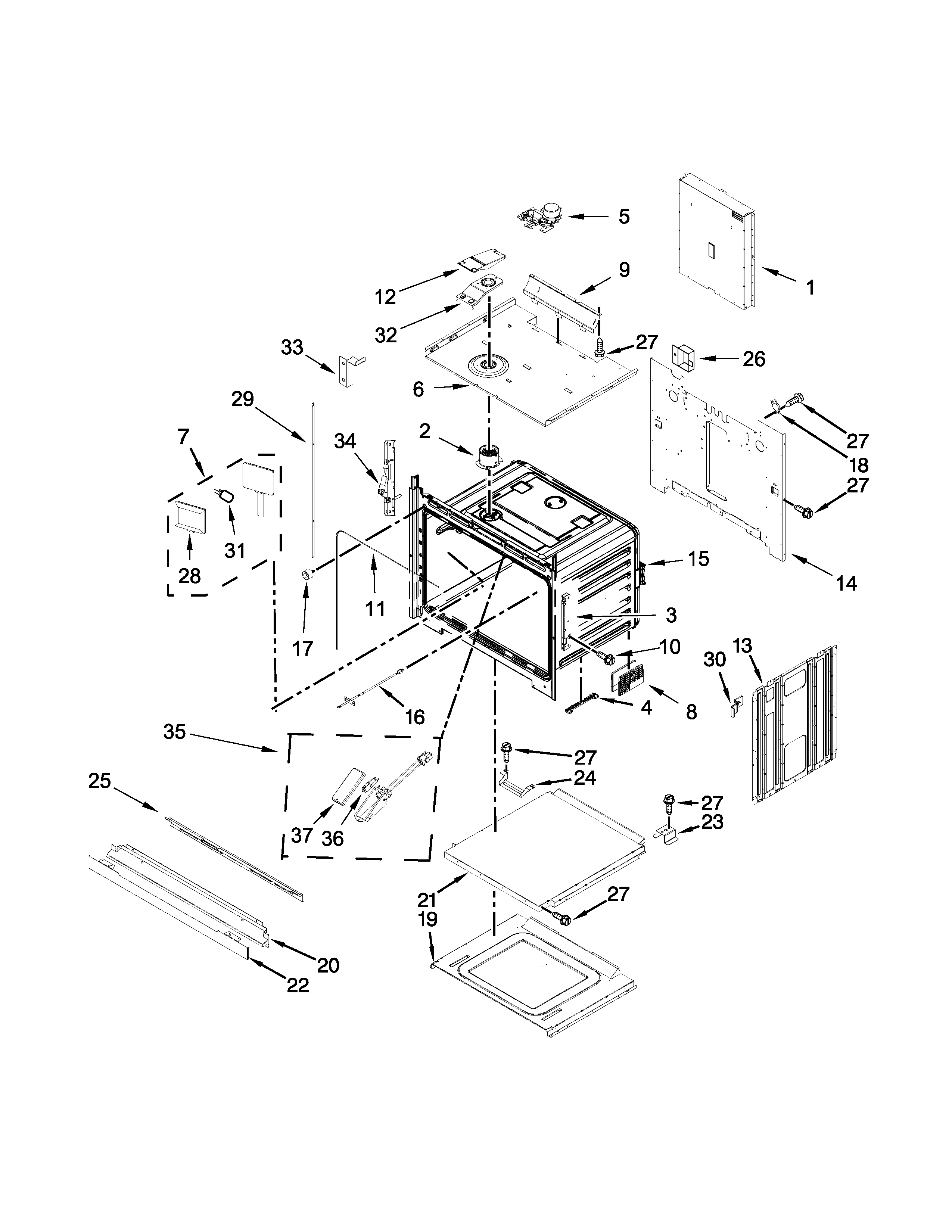 Jenn-Air JJW3430DP01 oven parts diagram