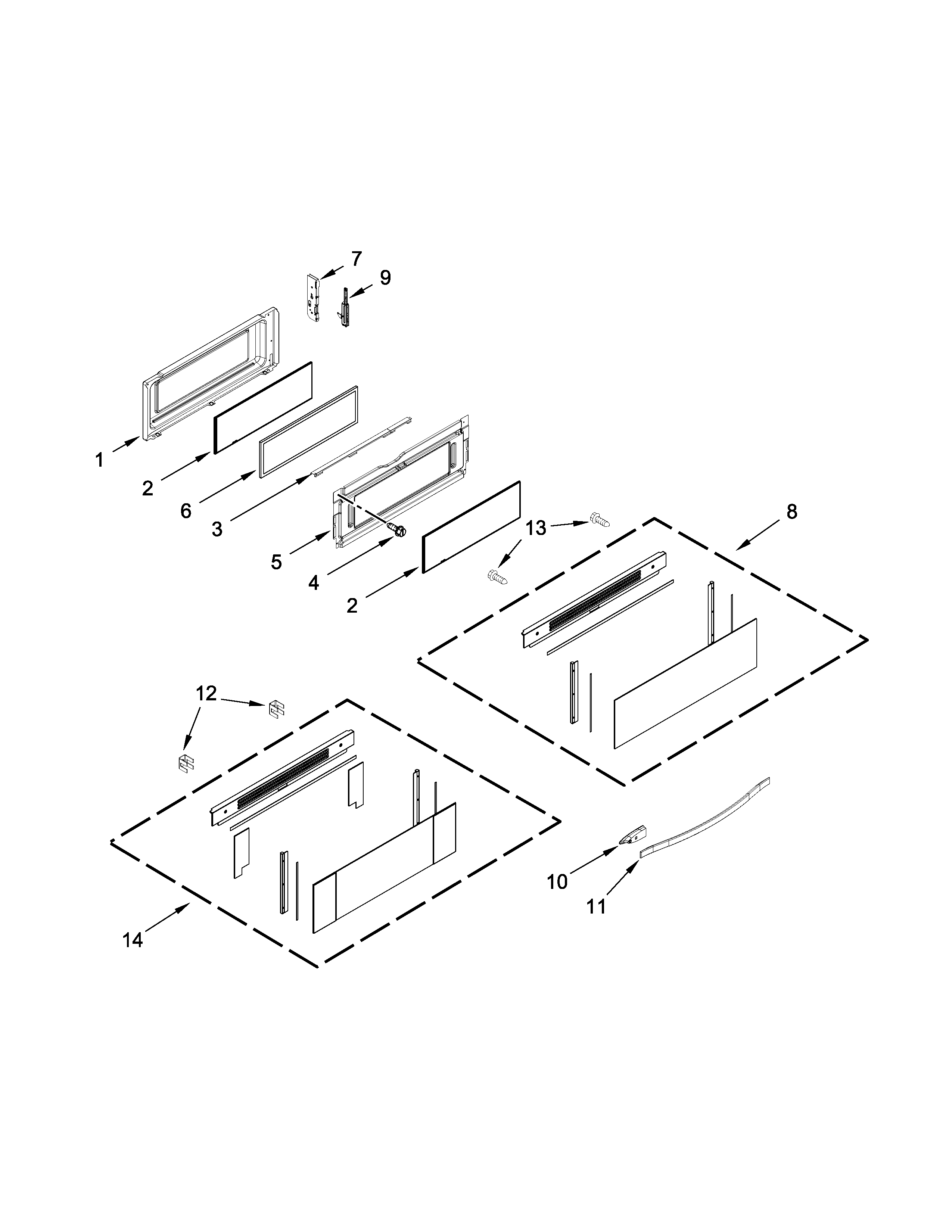 Whirlpool WGE755C0BS00 upper door parts diagram