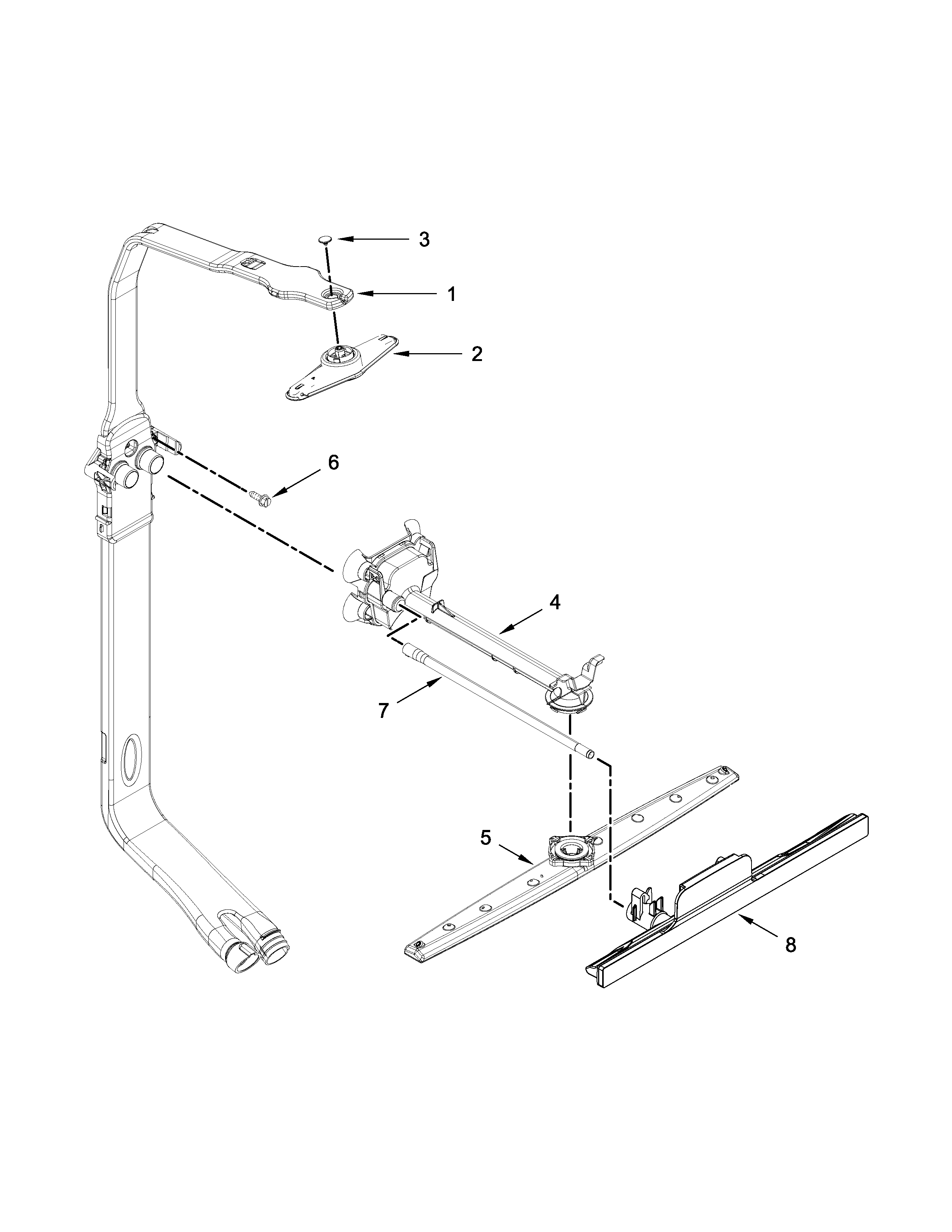Whirlpool WDT720PADM2 upper wash and rinse parts diagram