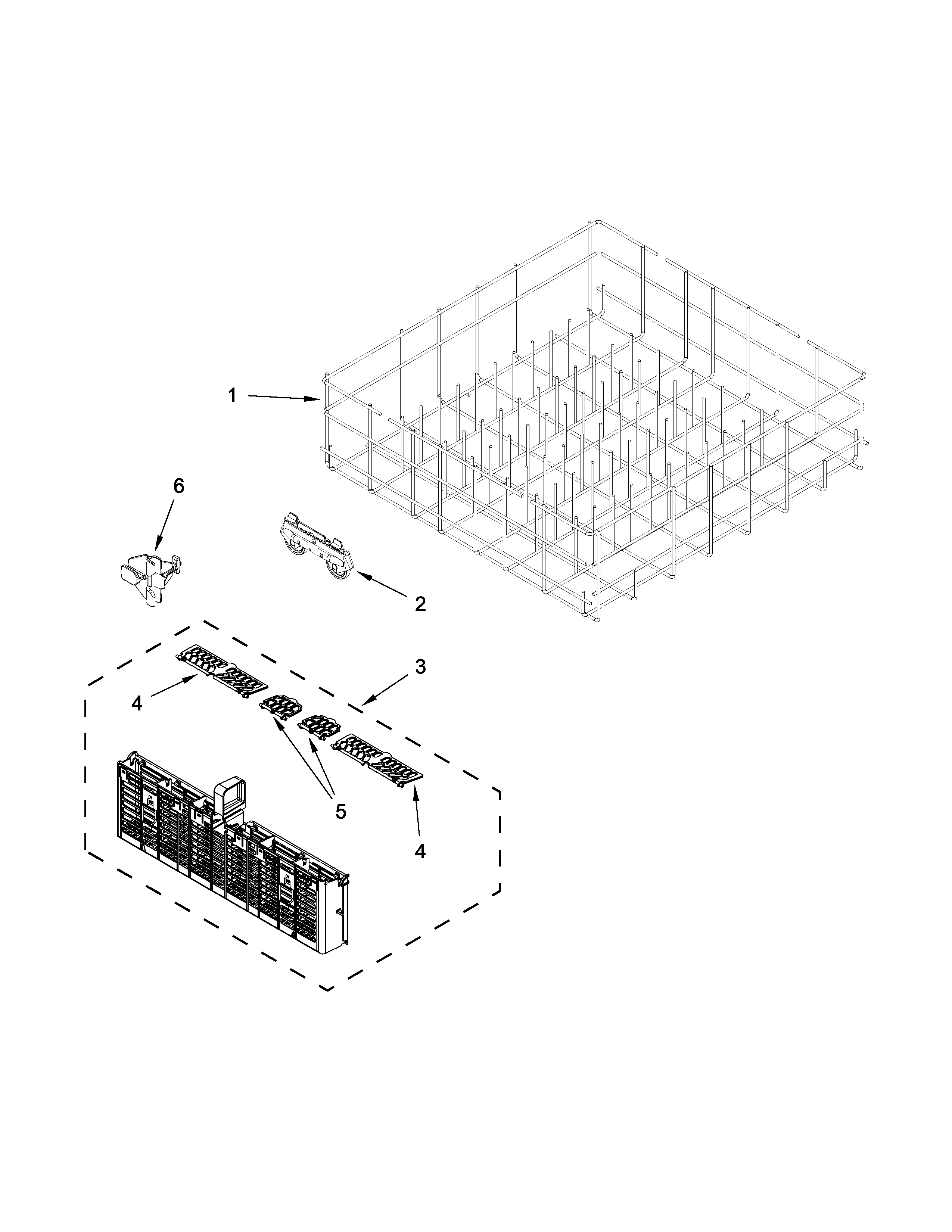 Whirlpool WDT720PADM2 lower rack parts diagram