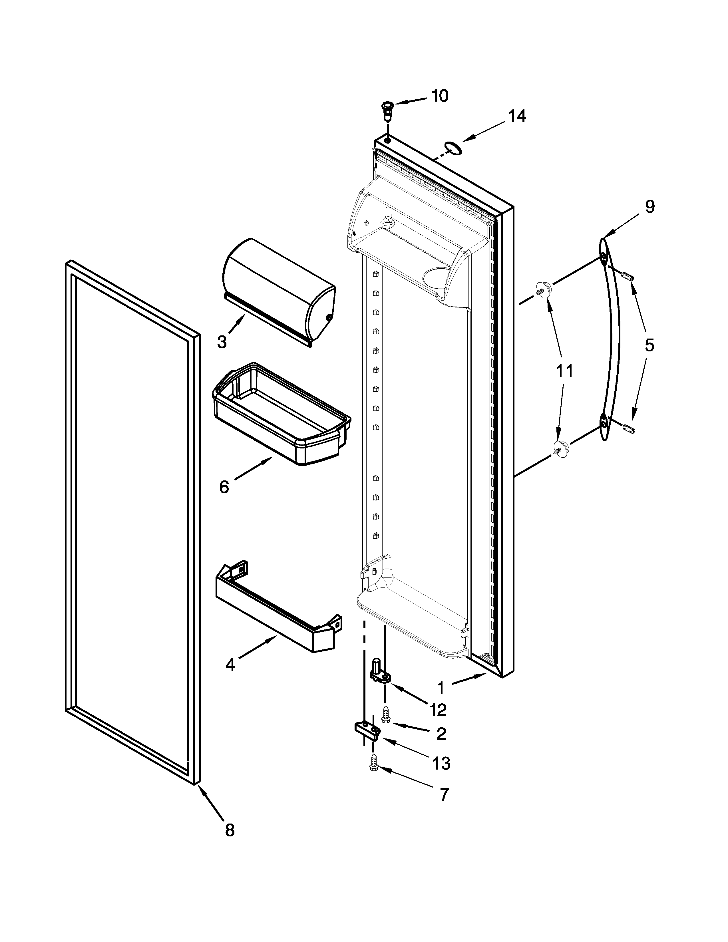 Whirlpool WRS325FNAE03 refrigerator door parts diagram