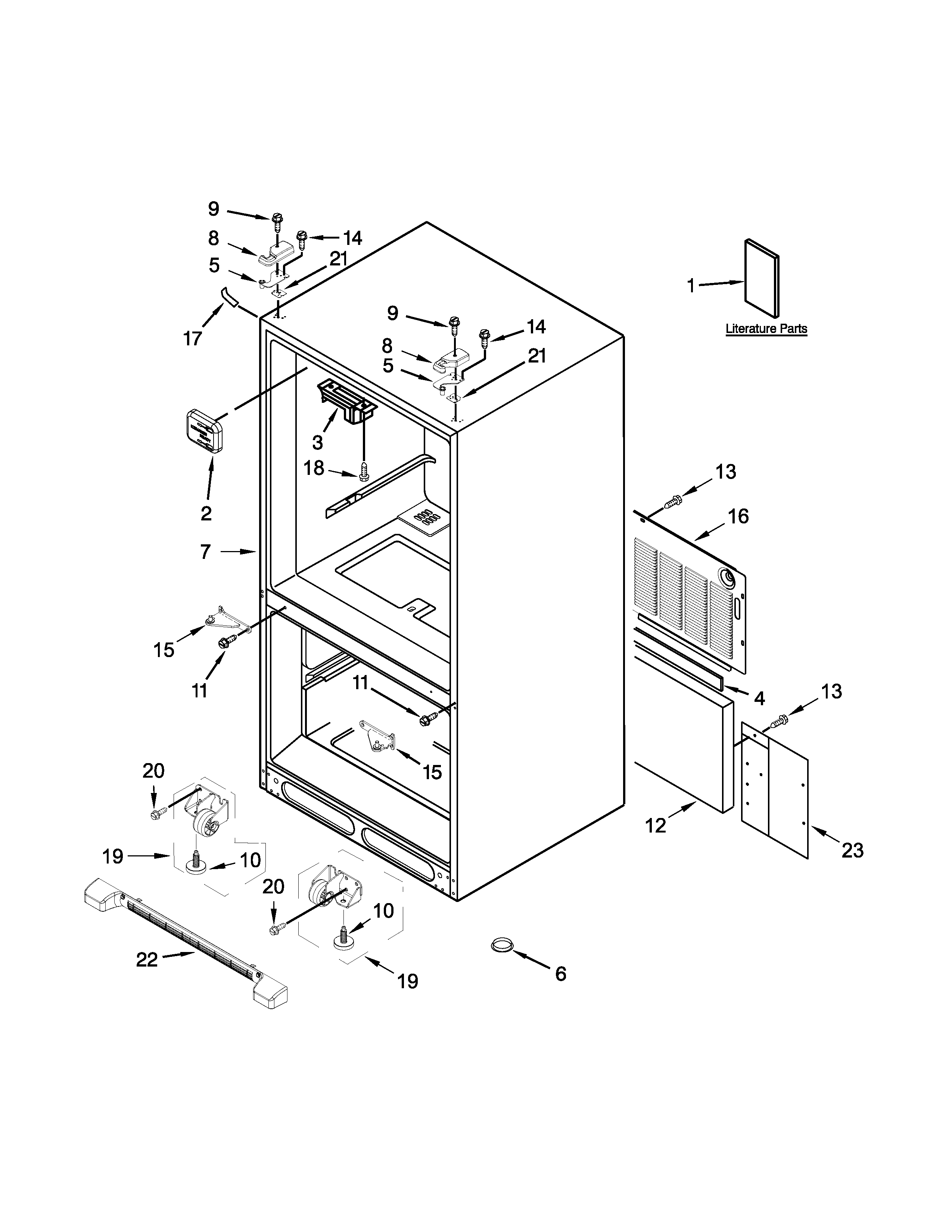 Whirlpool 5VGF25SNEA00 cabinet parts diagram