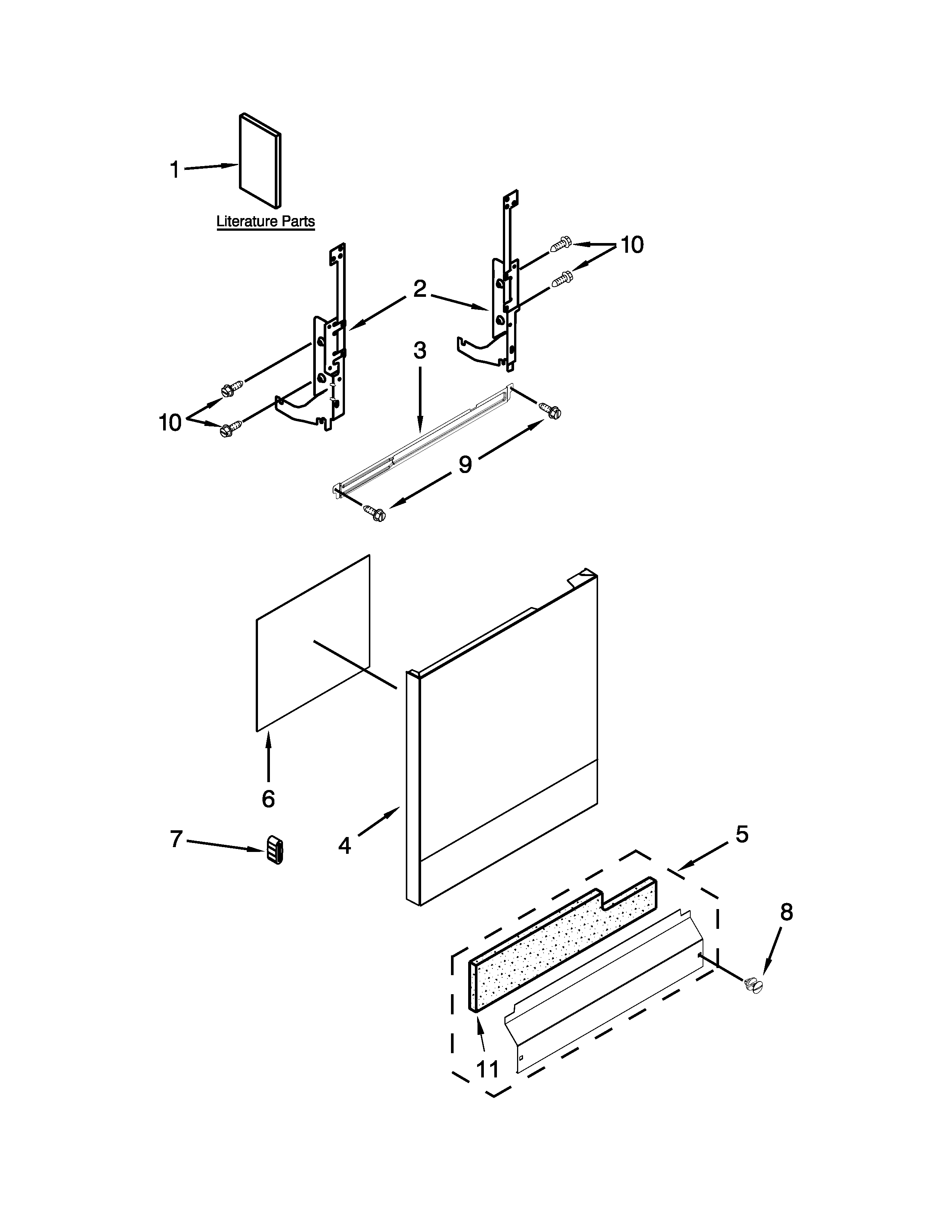 Whirlpool WDF320PADD2 door and panel parts diagram