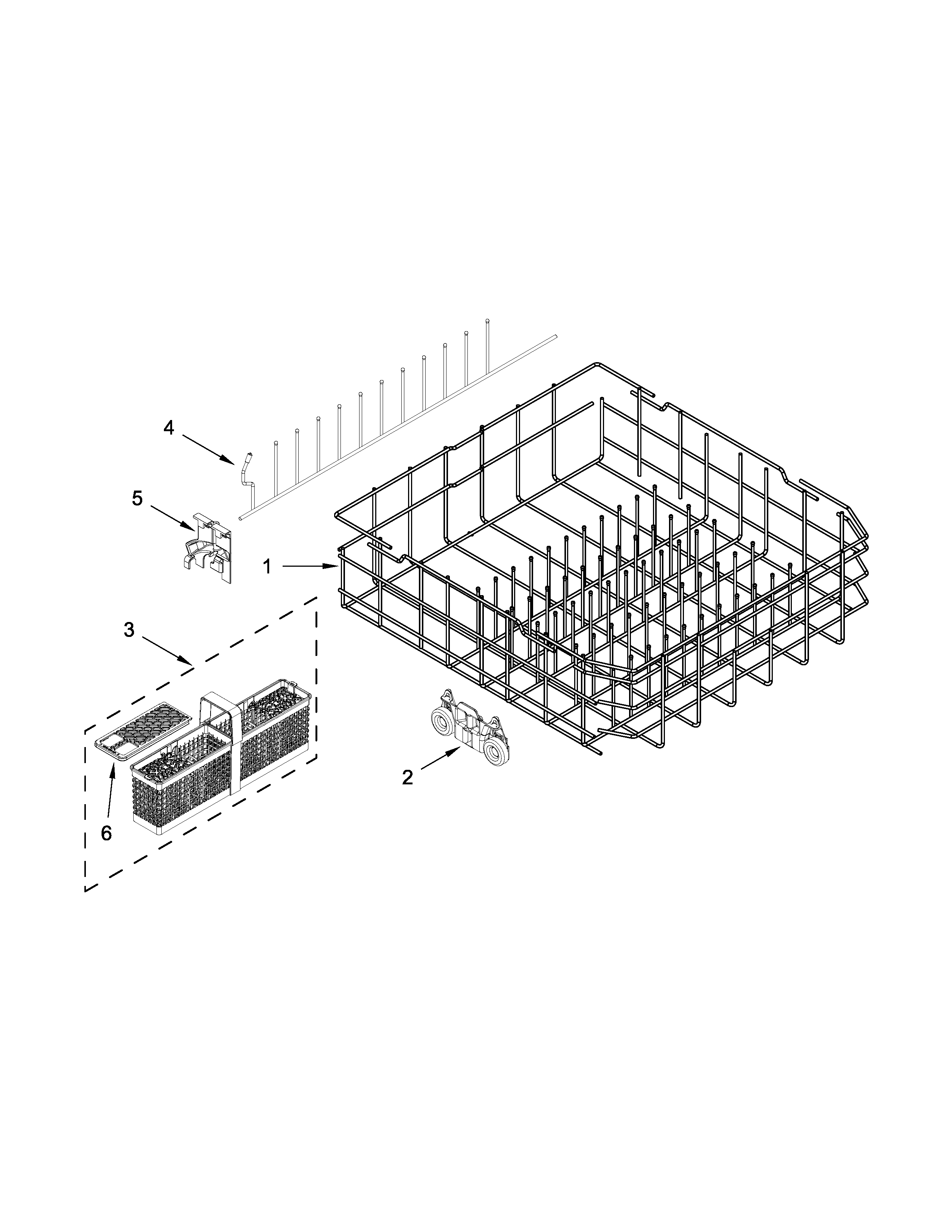 Jenn-Air JDB9000CWP2 lower rack and track parts diagram