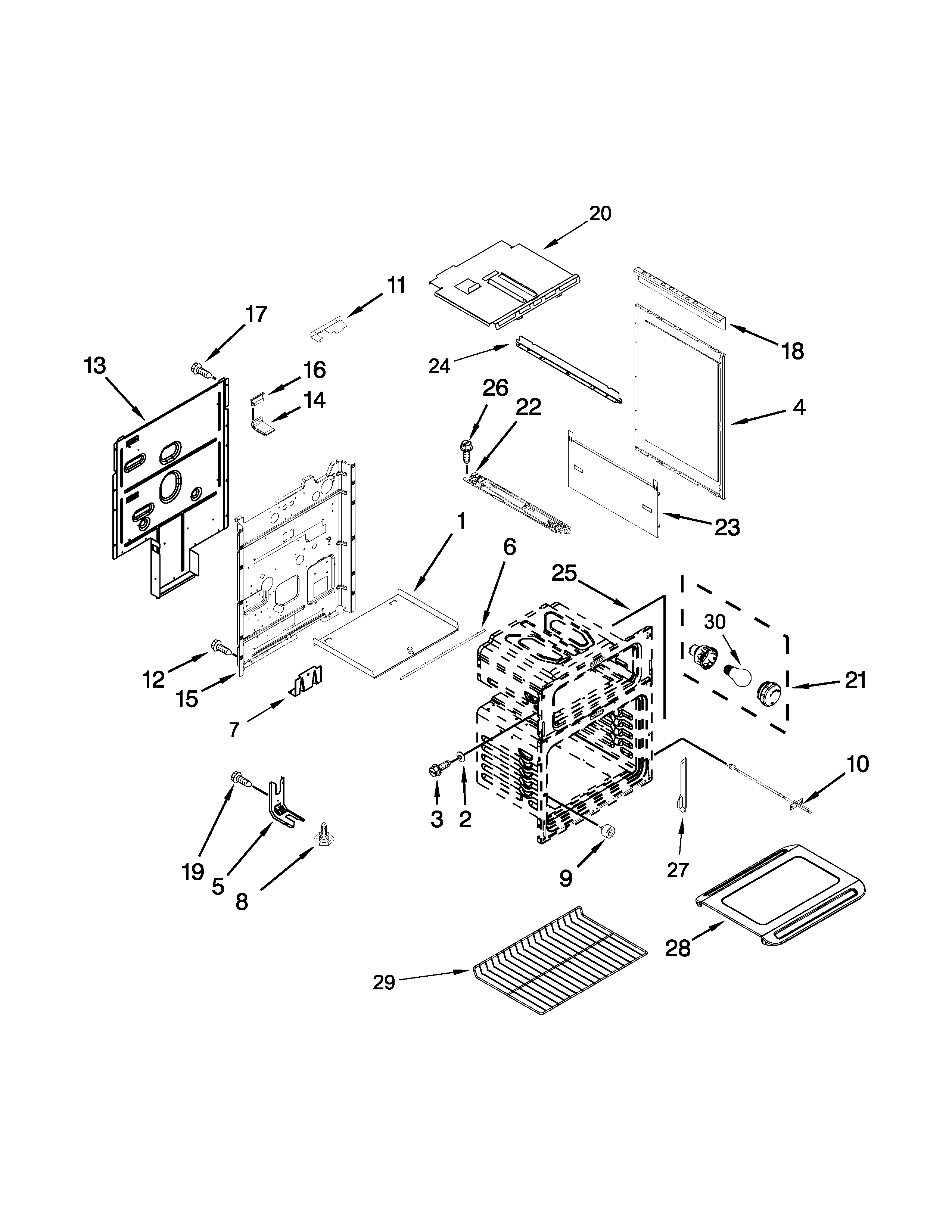 Whirlpool WGG555S0BB01 chassis parts diagram