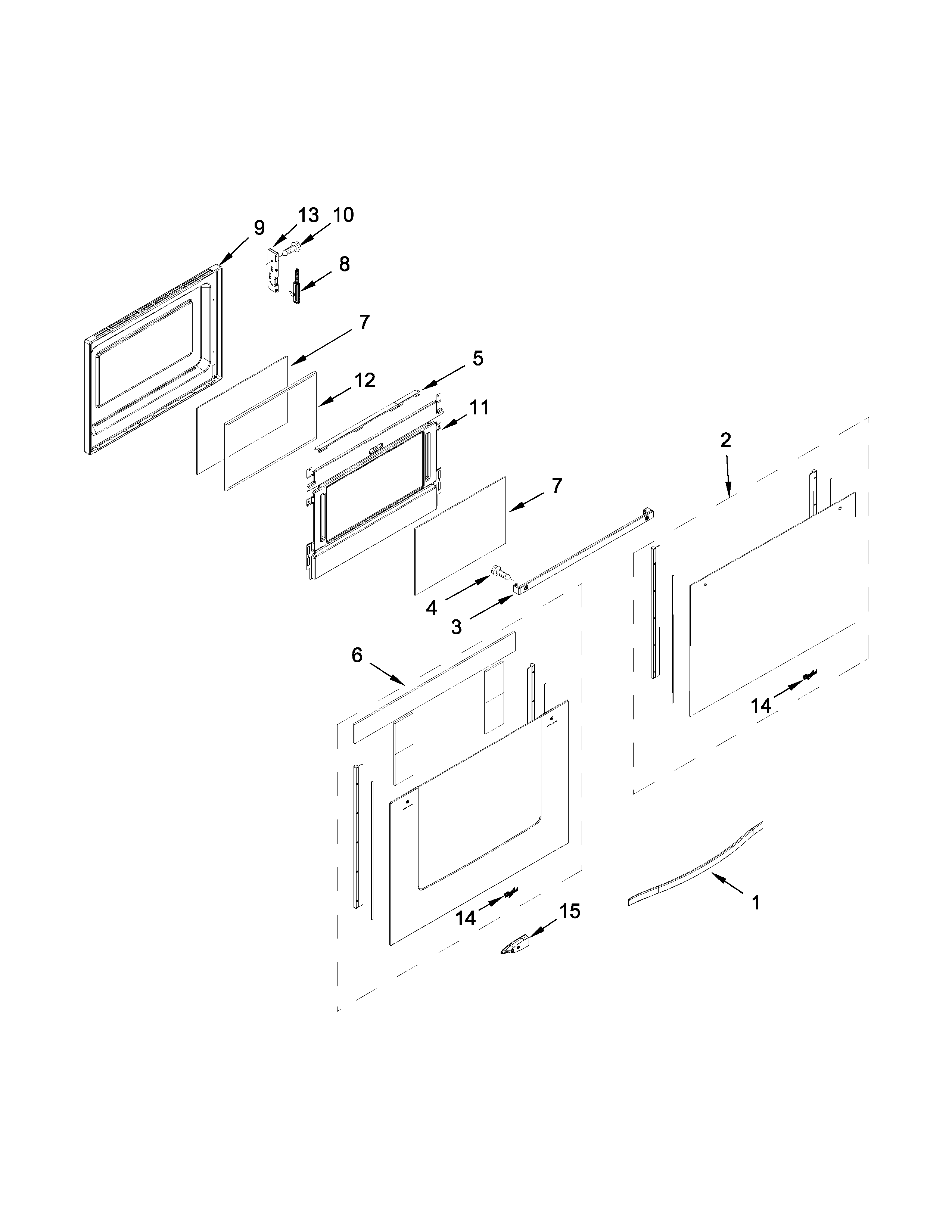 Whirlpool WGG555S0BB01 lower door parts diagram