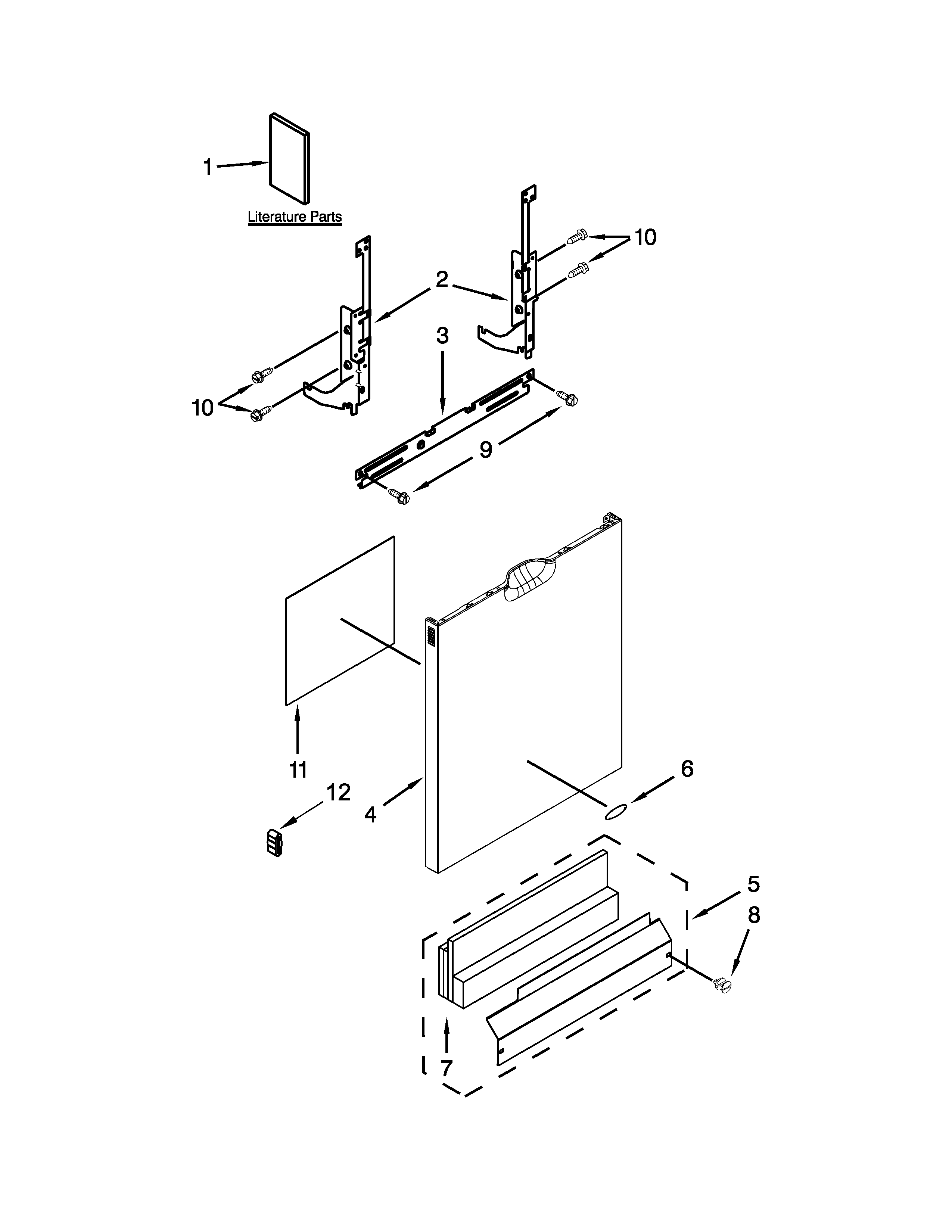 Whirlpool WDF540PADW2 door and panel parts diagram