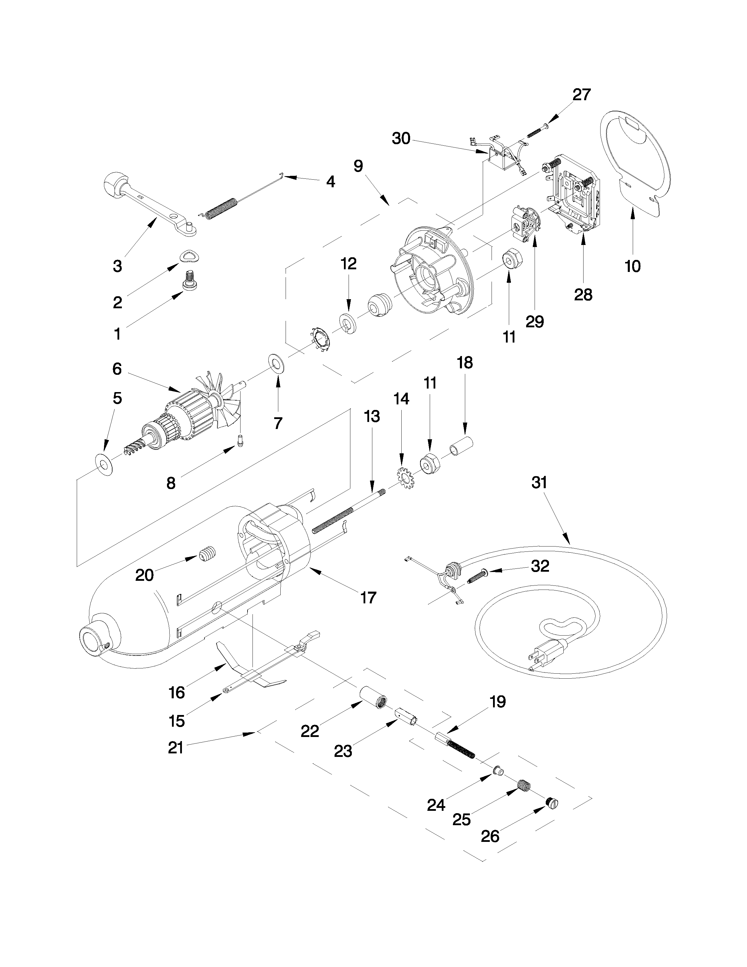 KitchenAid KSM450ER0 motor and control unit parts diagram