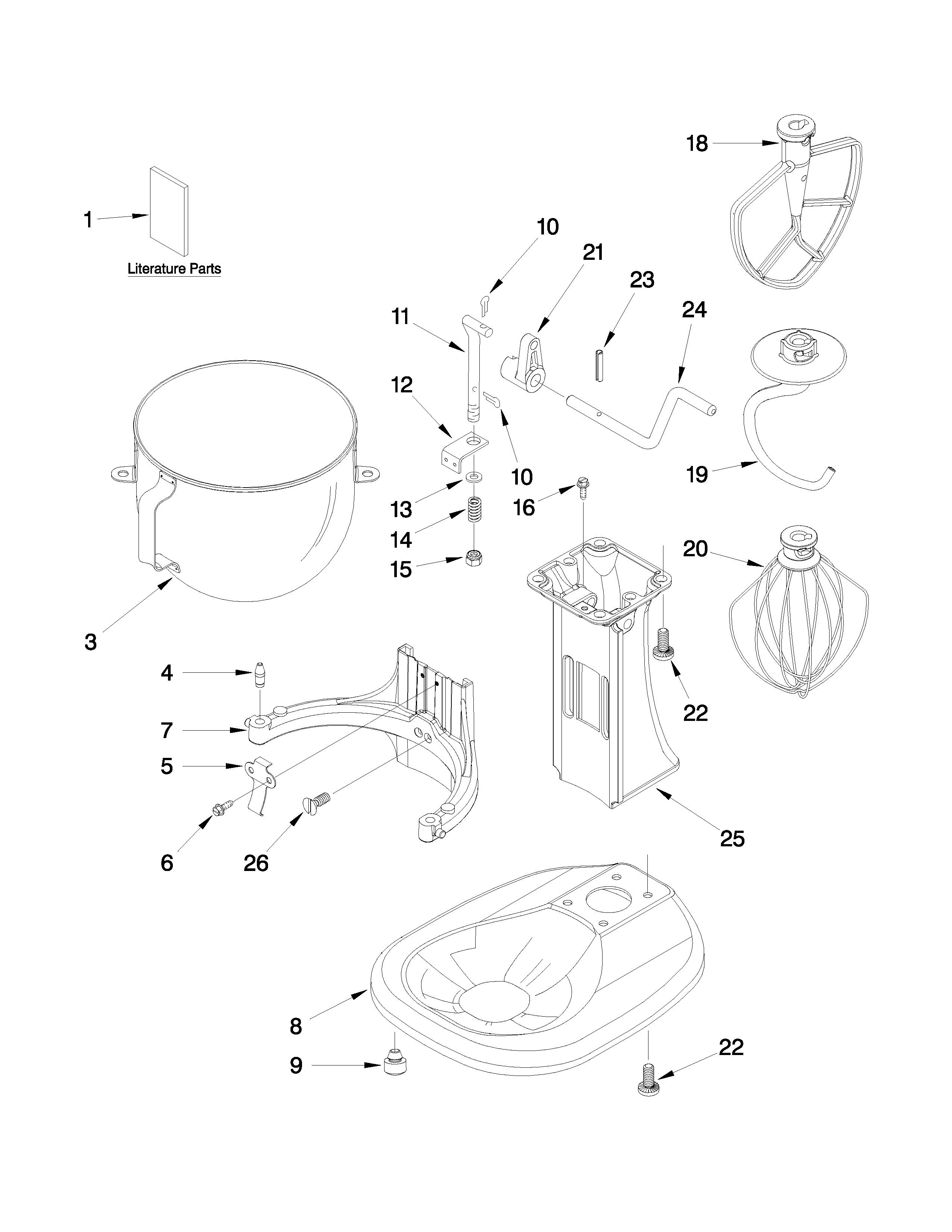 KitchenAid KSM450ER0 base and pedestal unit parts diagram