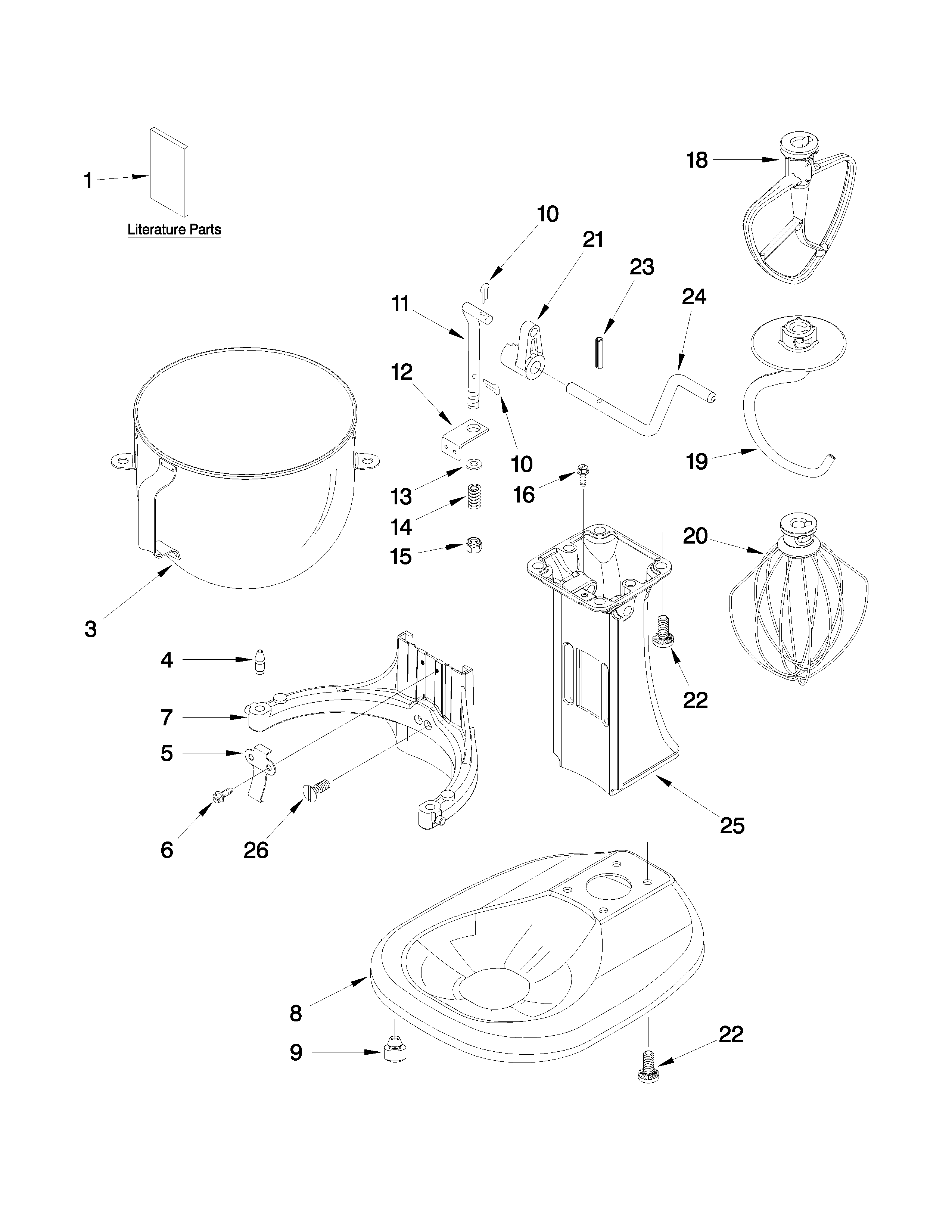 KitchenAid 5K5SSCWH0 base and pedestal unit parts diagram
