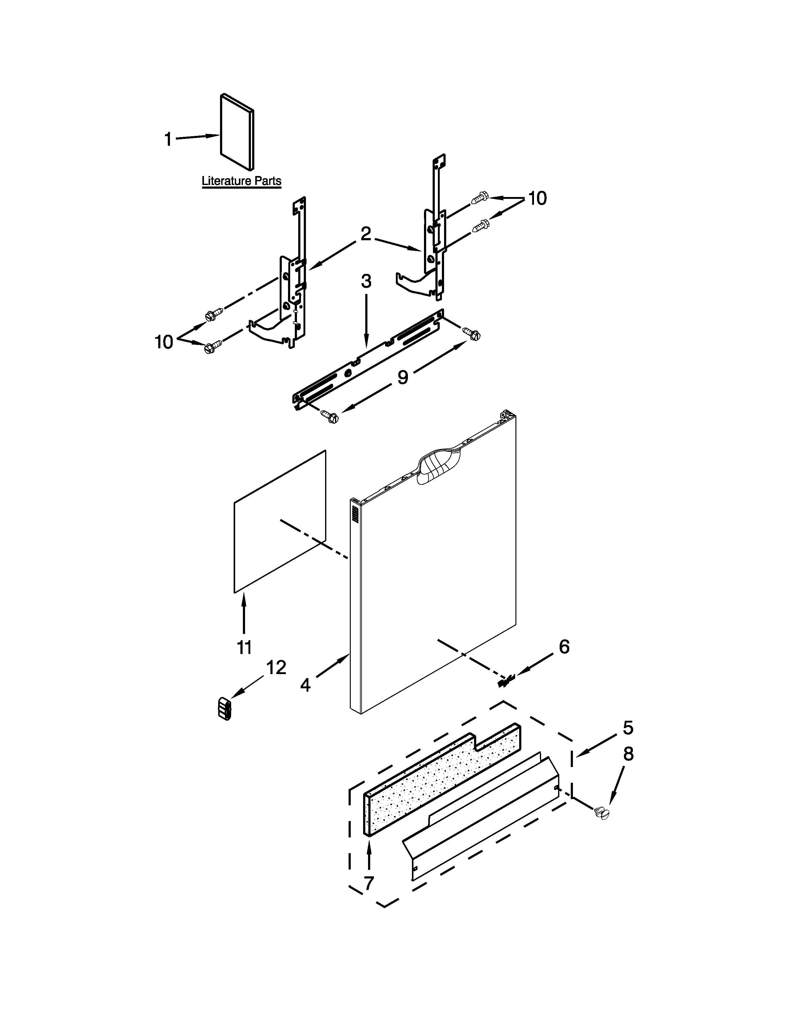 Whirlpool WDF520PADM5 door and panel parts diagram