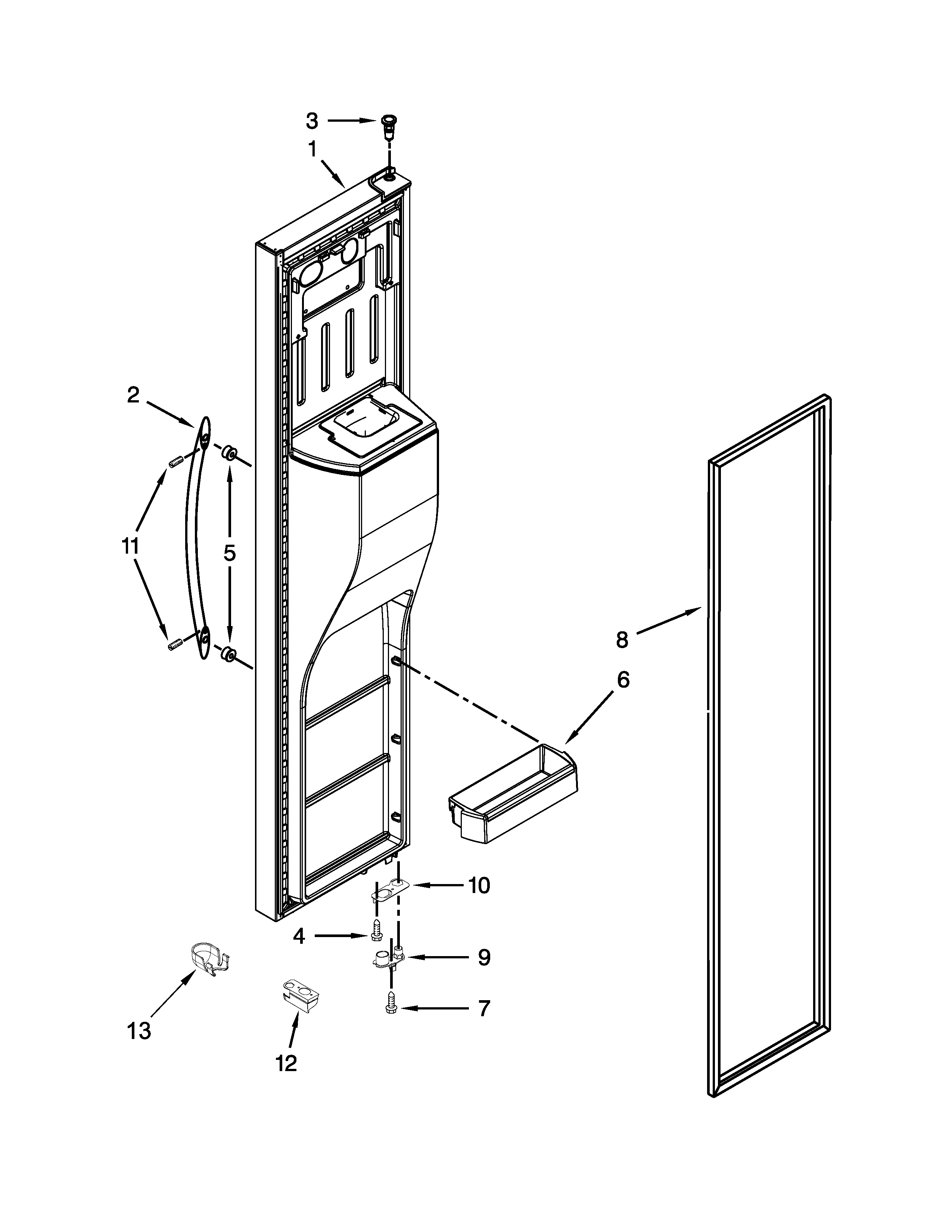 Whirlpool WRS571CIDB00 freezer door parts diagram