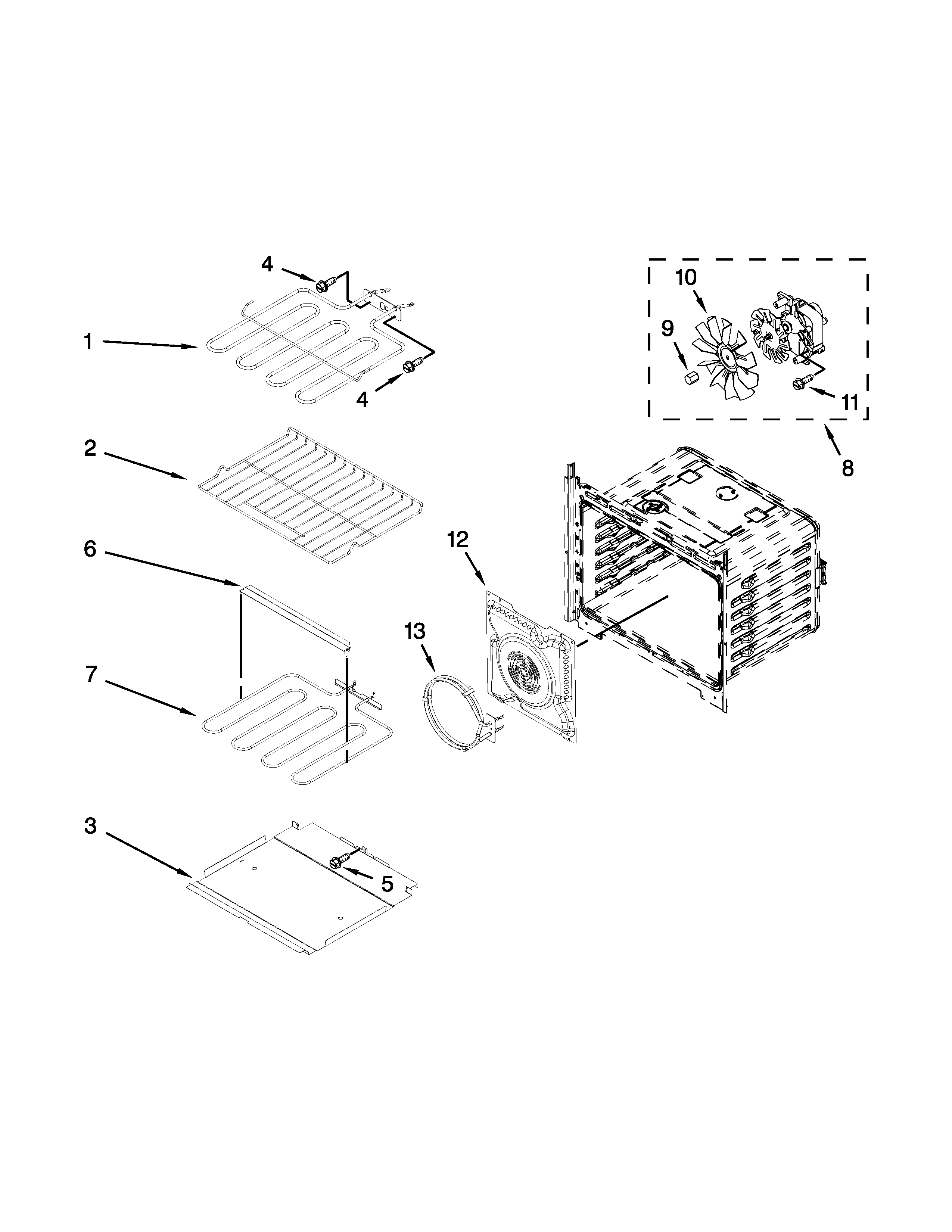 Whirlpool WOS92EC7AB03 internal oven parts diagram