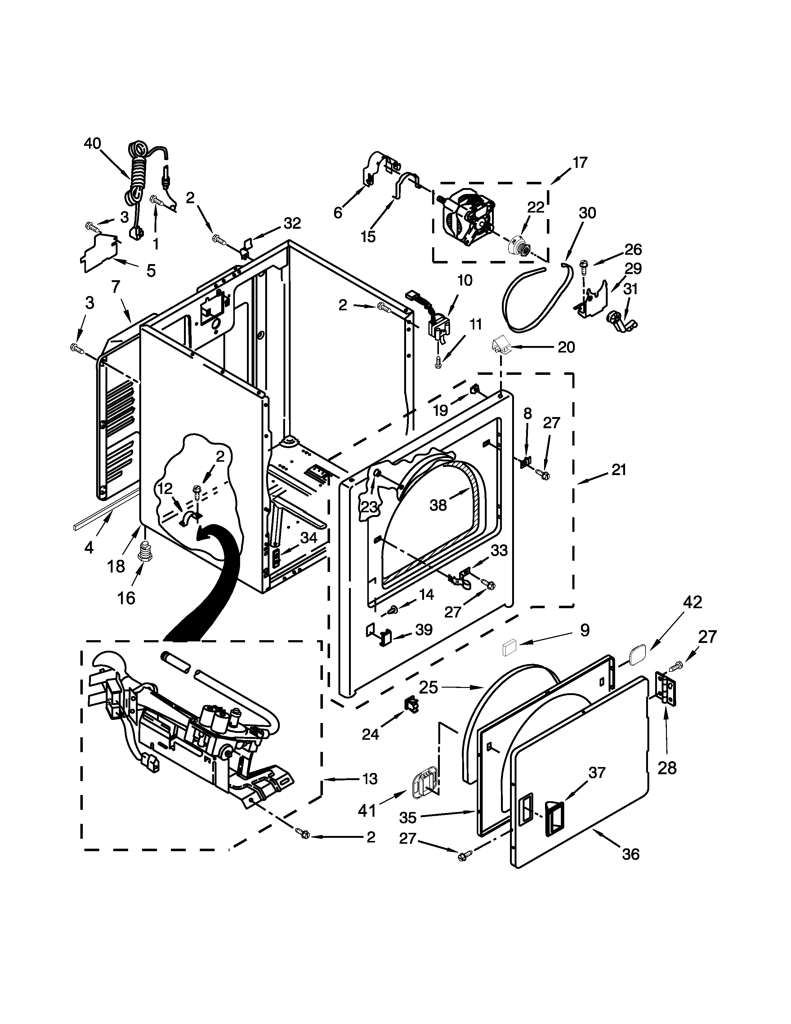 Amana NGD4655EW1 cabinet parts diagram
