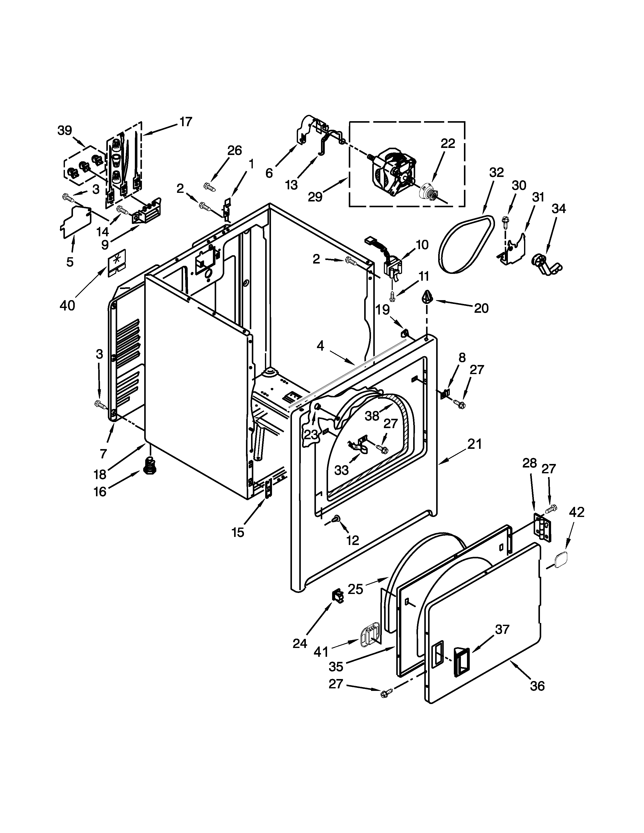 Amana NED4655EW1 cabinet parts diagram